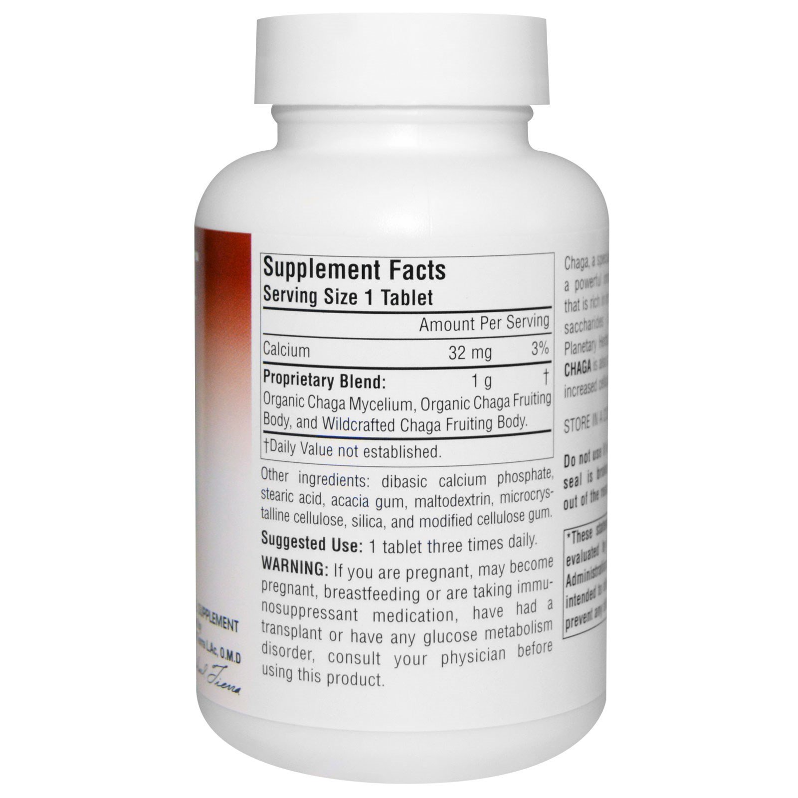 Planetary Herbals, Amplo Espectro, Chaga, 1.000 mg, 60 Comprimidos - Imagem 2