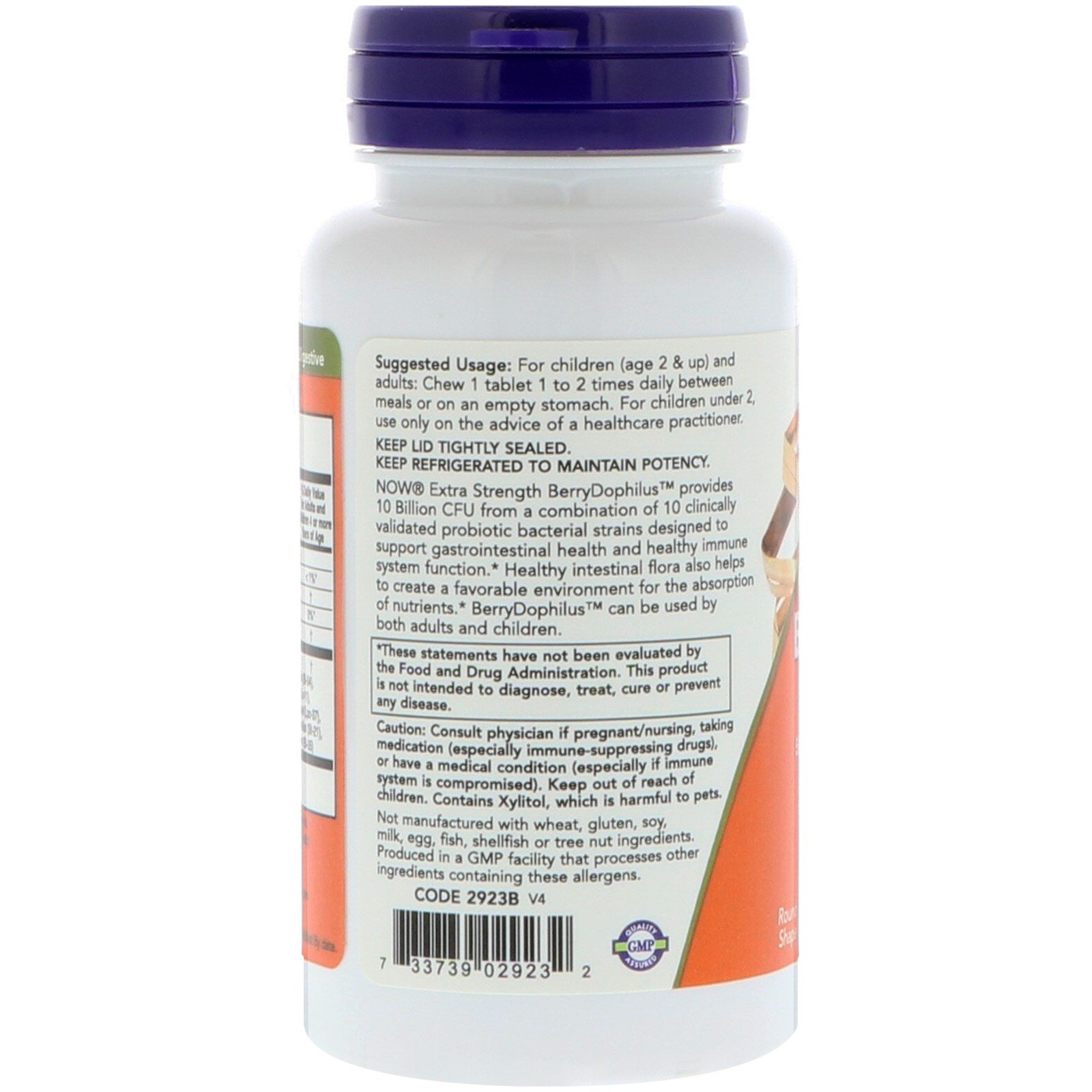 Now Foods, Extra Potente, Berry Dophilus, 50 pastilhas mastigáveis - Imagem 3