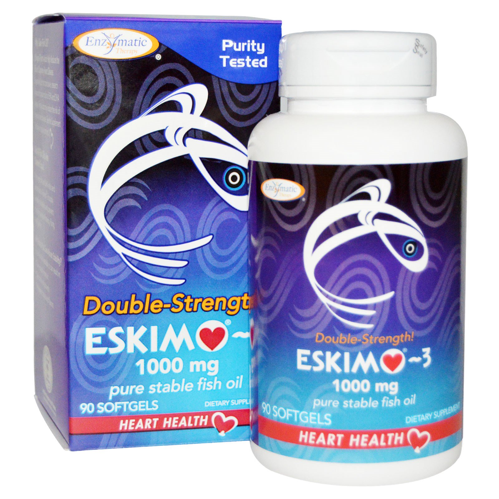 Enzymatic Therapy, Esquimós-3, Dupla Força, 1000 mg, 90 Softgels