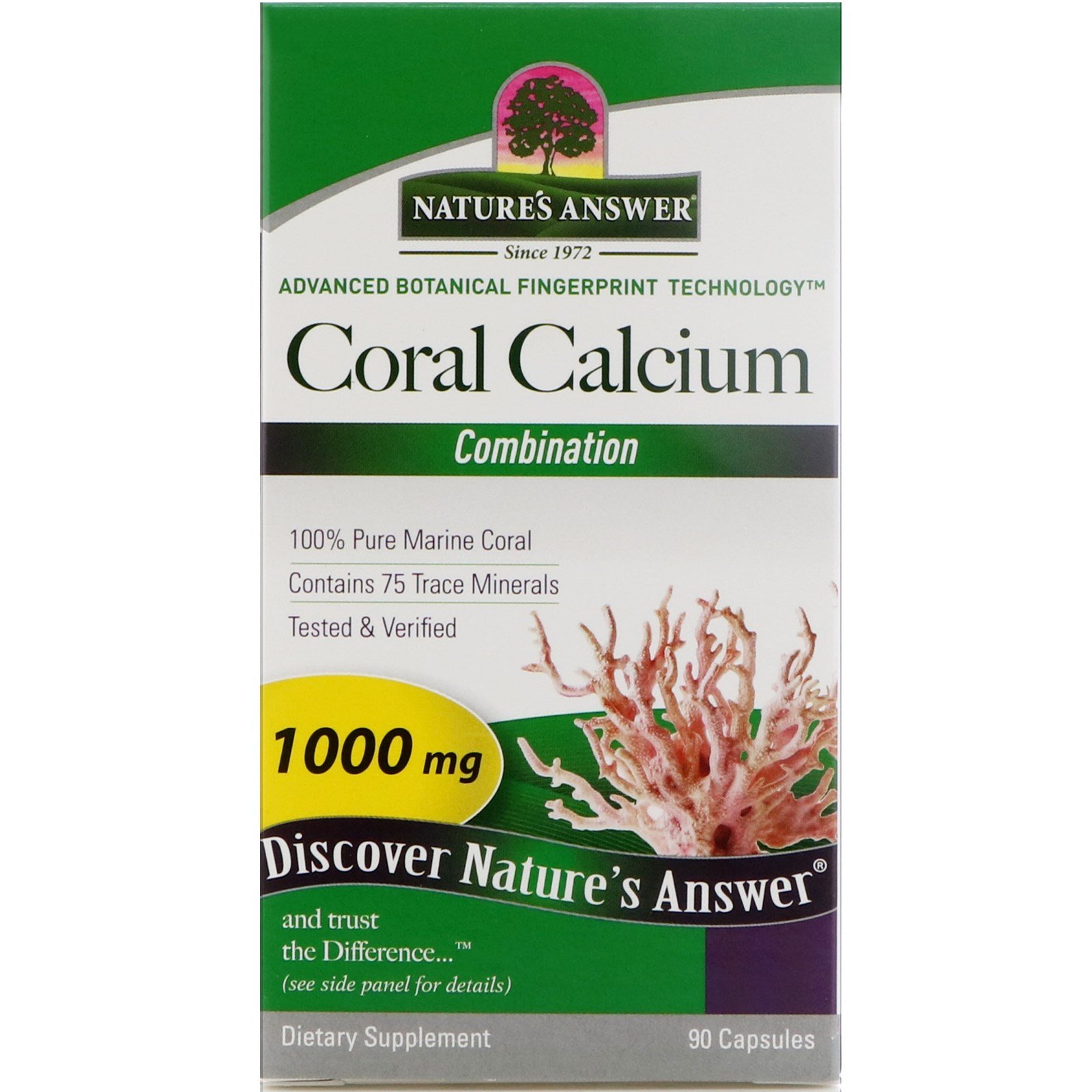 Nature's Answer, Cálcio de Coral, Combinação, 1000 mg, 90 Cápsulas