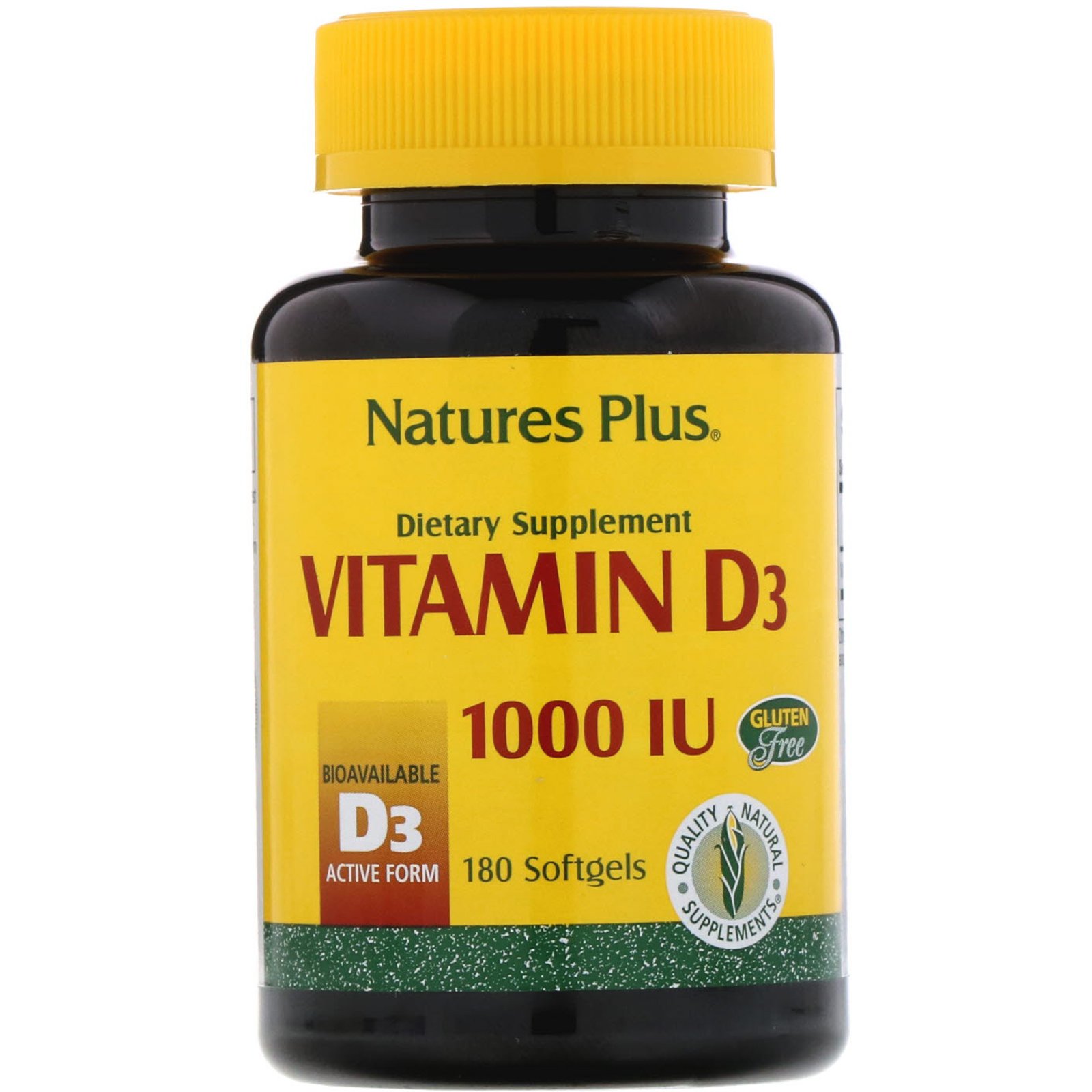 Nature's Plus, Vitamina D3, 1000 UI, 180 Cápsulas Softgel