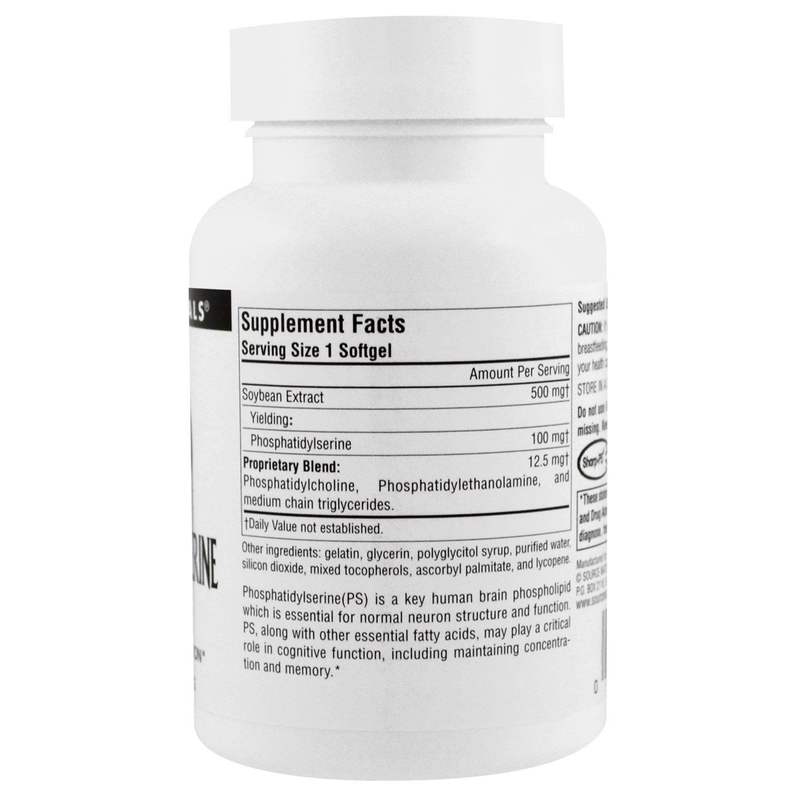 Source Naturals, Complexo de Fosfatidilserina, 500 mg, 60 Cápsulas Softgel - Imagem 2