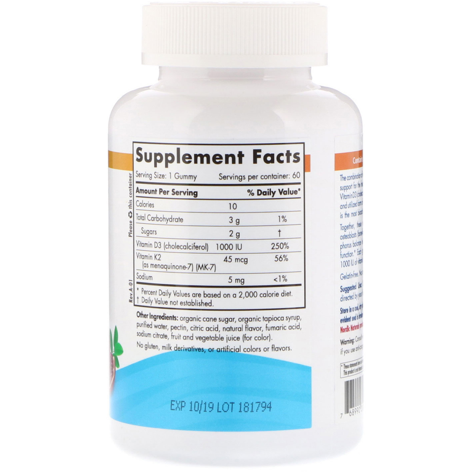 Nordic Naturals, Vitamina D3 + Gomas K2, Romã, 60 Gomas - Imagem 2