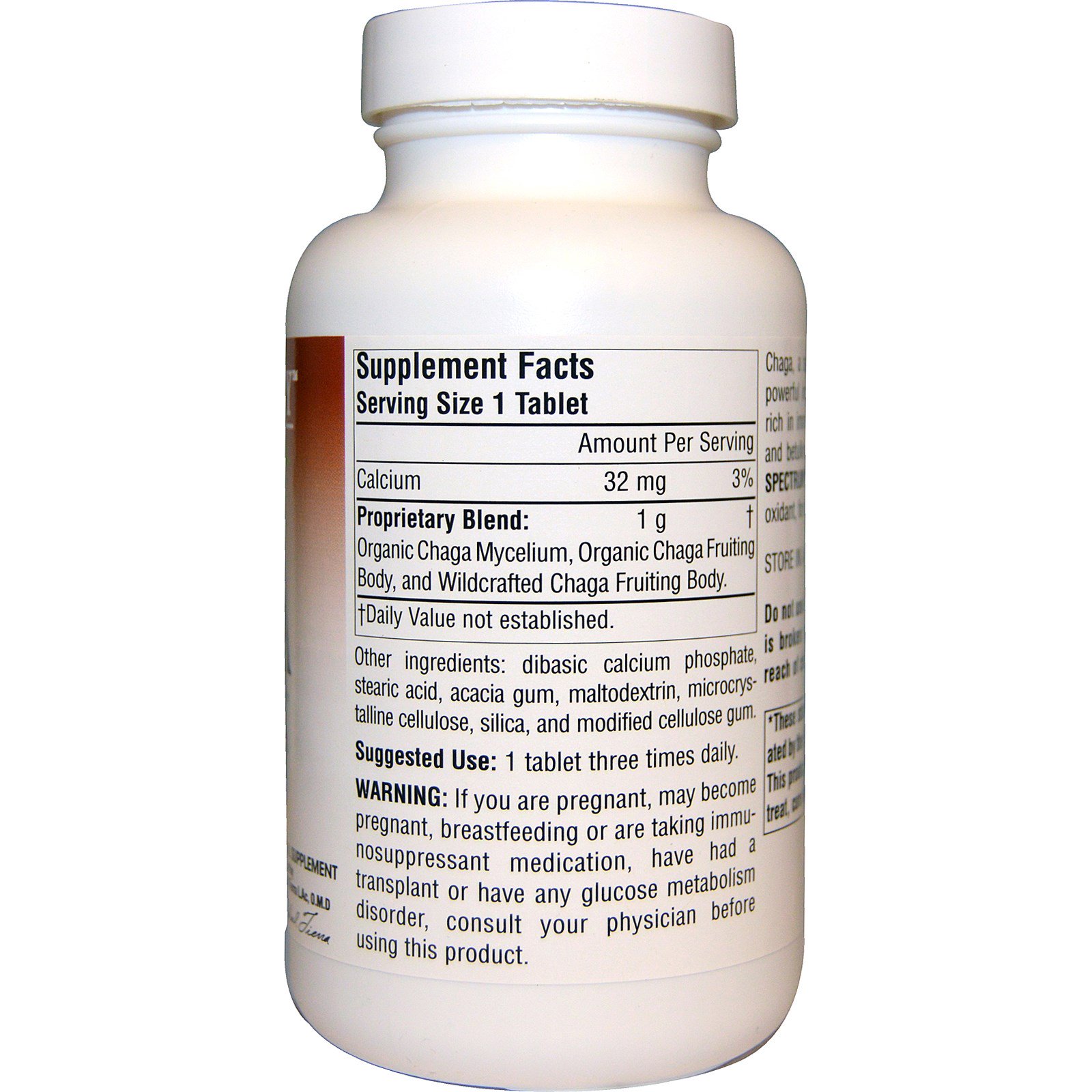 Planetary Herbals, Espectro Completo Chaga, 1.000 mg, 120 Comprimidos - Imagem 2