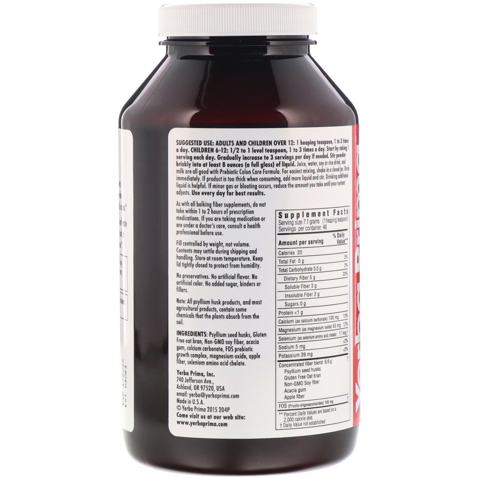 Yerba Prima, Prebiotic Colon Care Formula, 12 oz (340 g) - Imagem 2