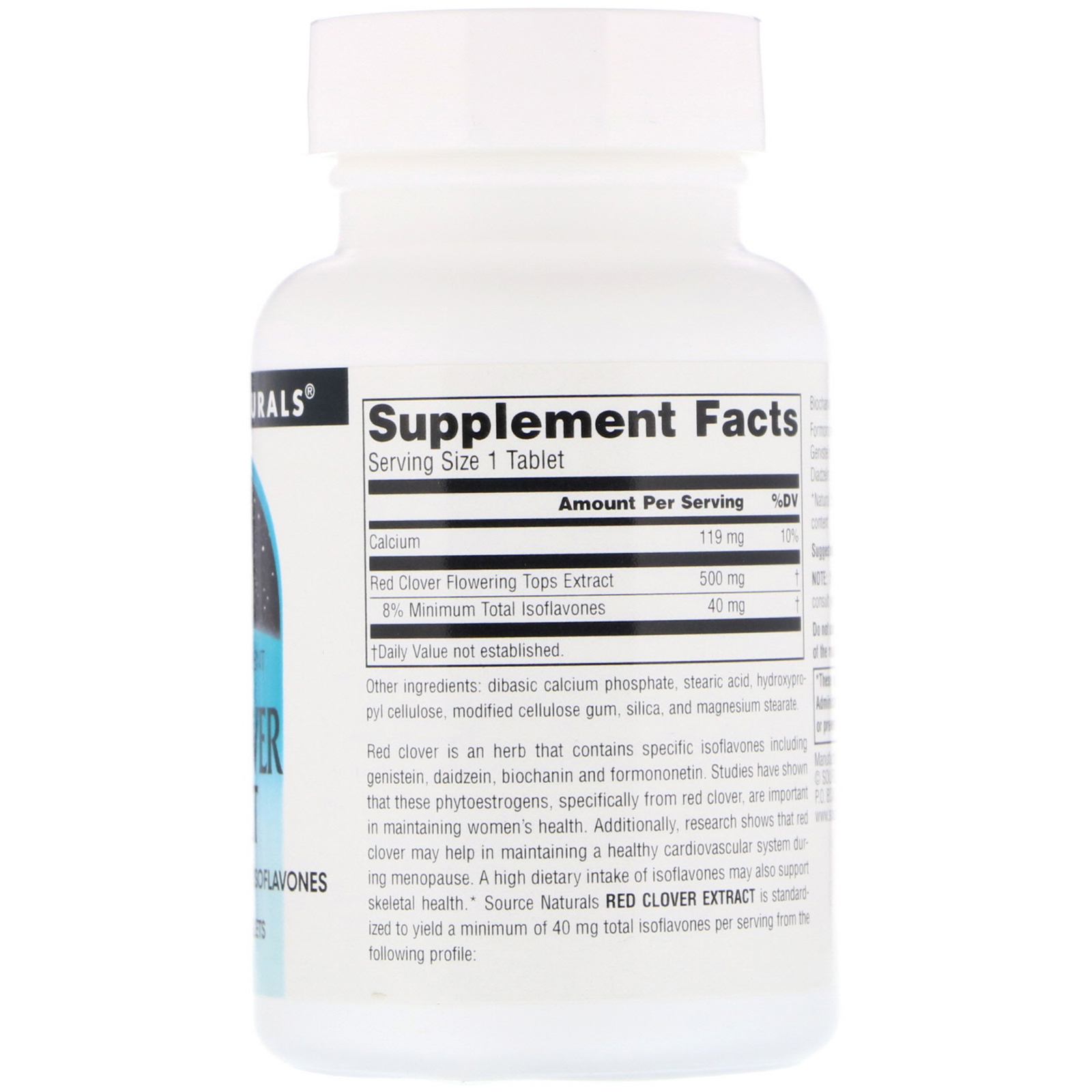 Source Naturals, Extrato de Trevo vermelho, 500 mg, 60 tabletes - Imagem 2