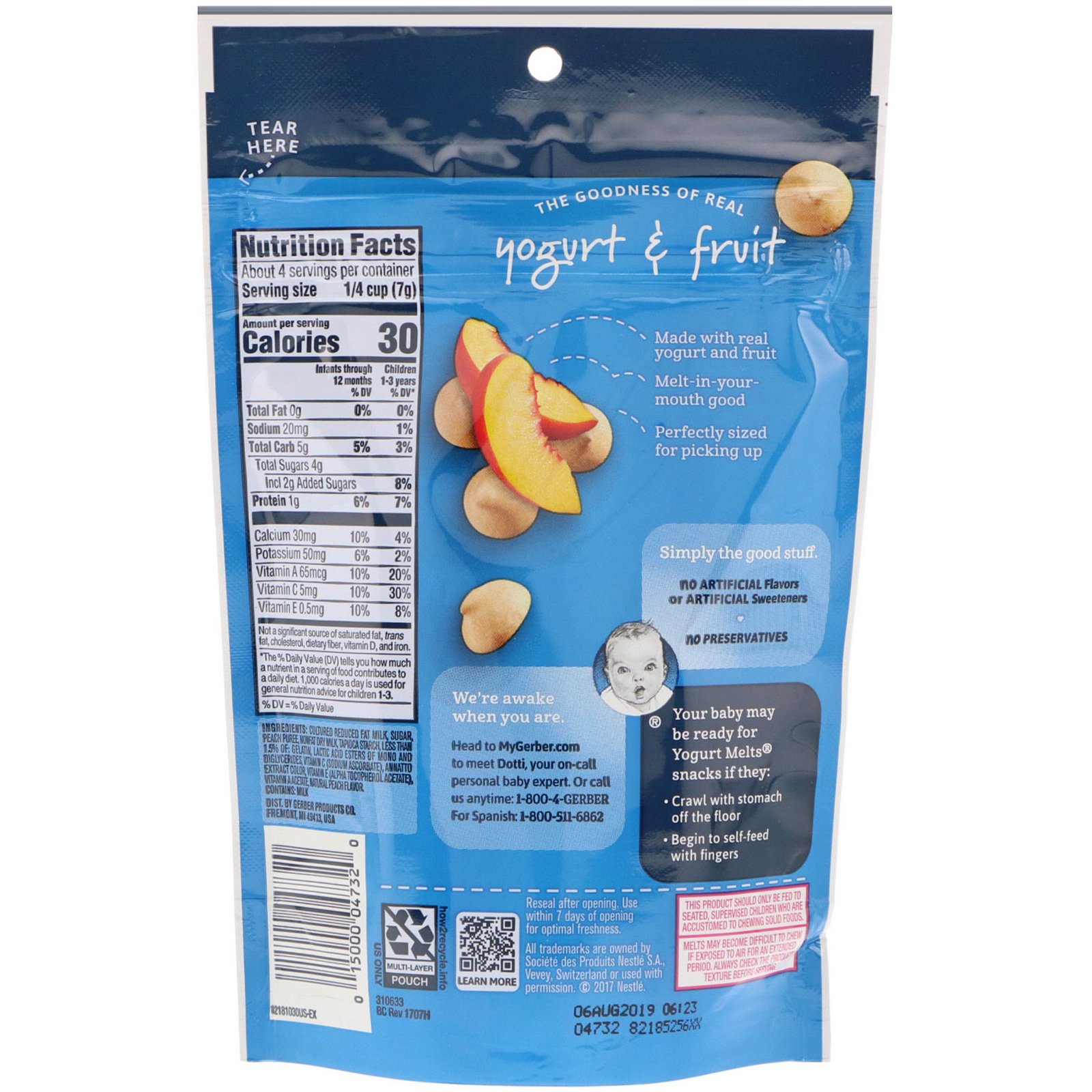 Gerber, Yogurt Melts, Pêssego, Bebês, A Partir de 8 Meses, 28 g (1 oz) - Imagem 2