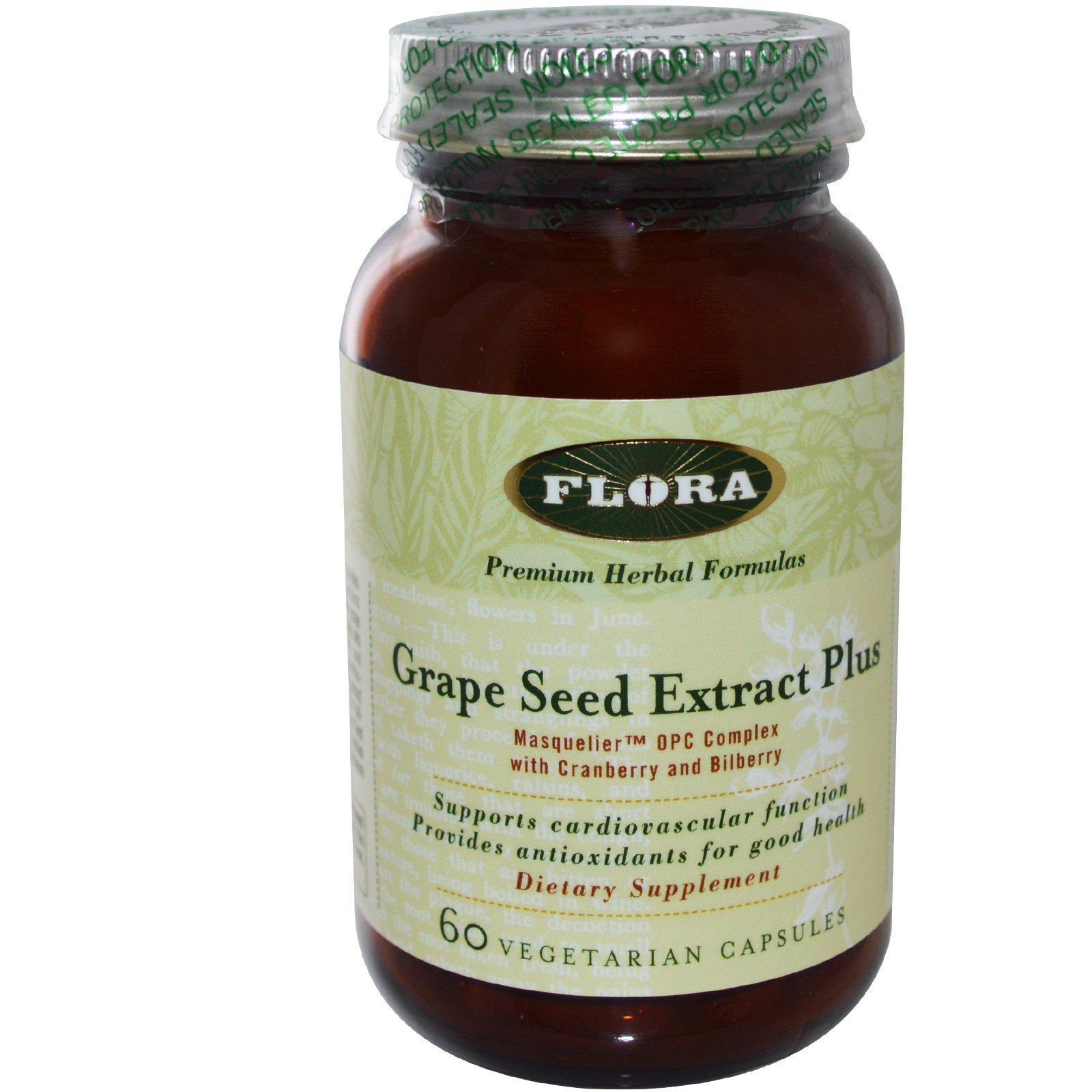 Flora, Extrato de Semente de Semente de Uva, 60 cápsulas vegetarianas