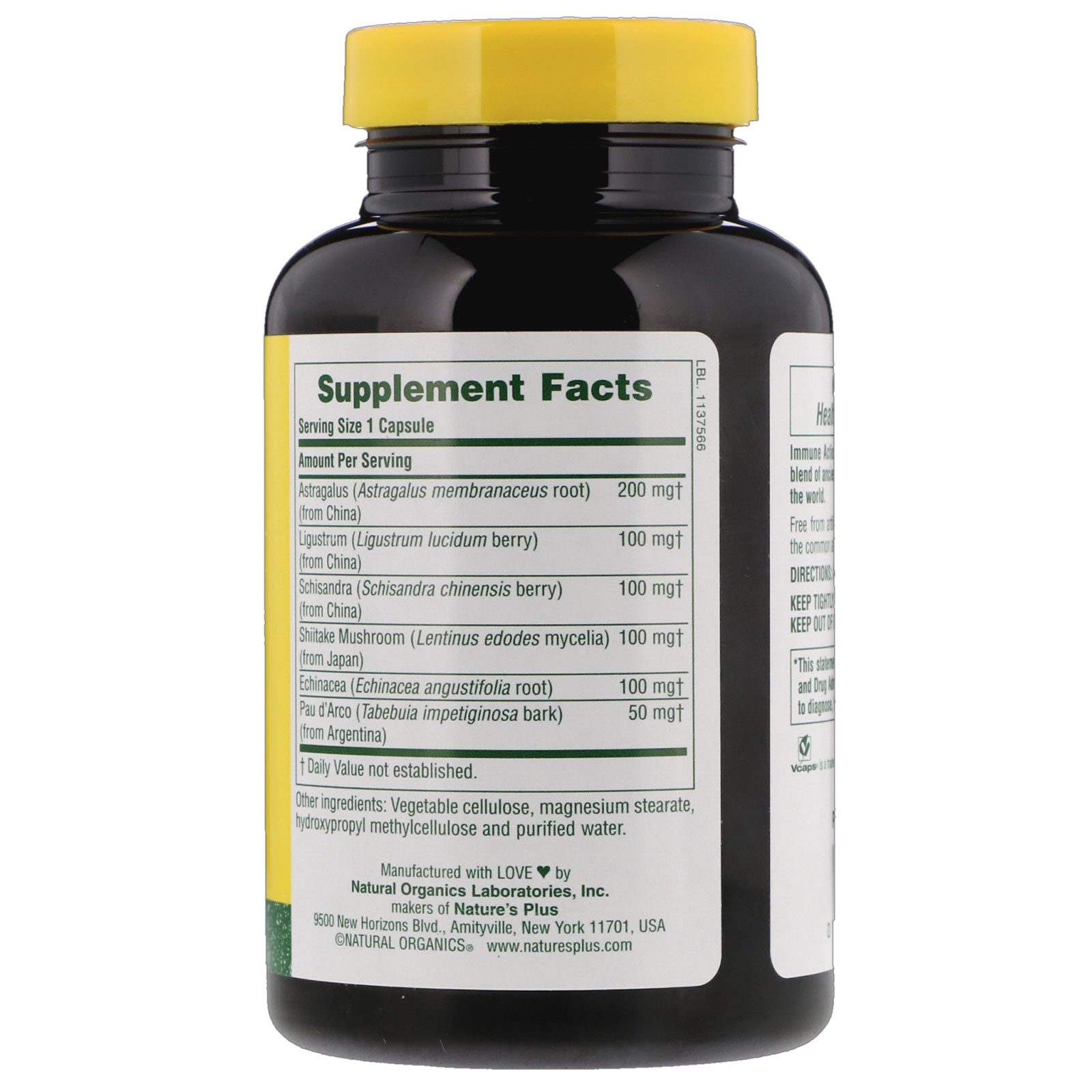 Nature's Plus, Ação Imune, 120 Cápsulas Vegetais - Imagem 2
