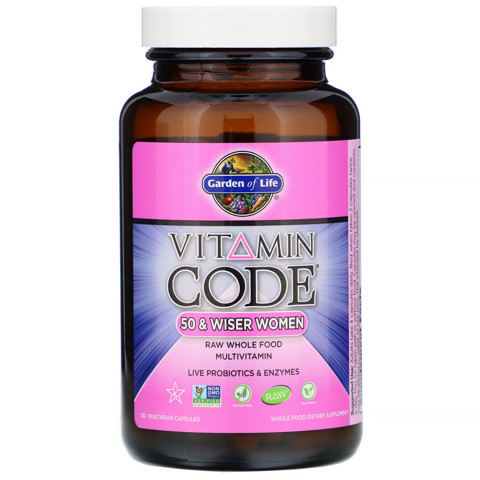 Garden of Life, Vitamin Code, 50 & Wiser Women, RAW Whole Food Multivitamin, 120 Vegetarian Capsules - Imagem 3