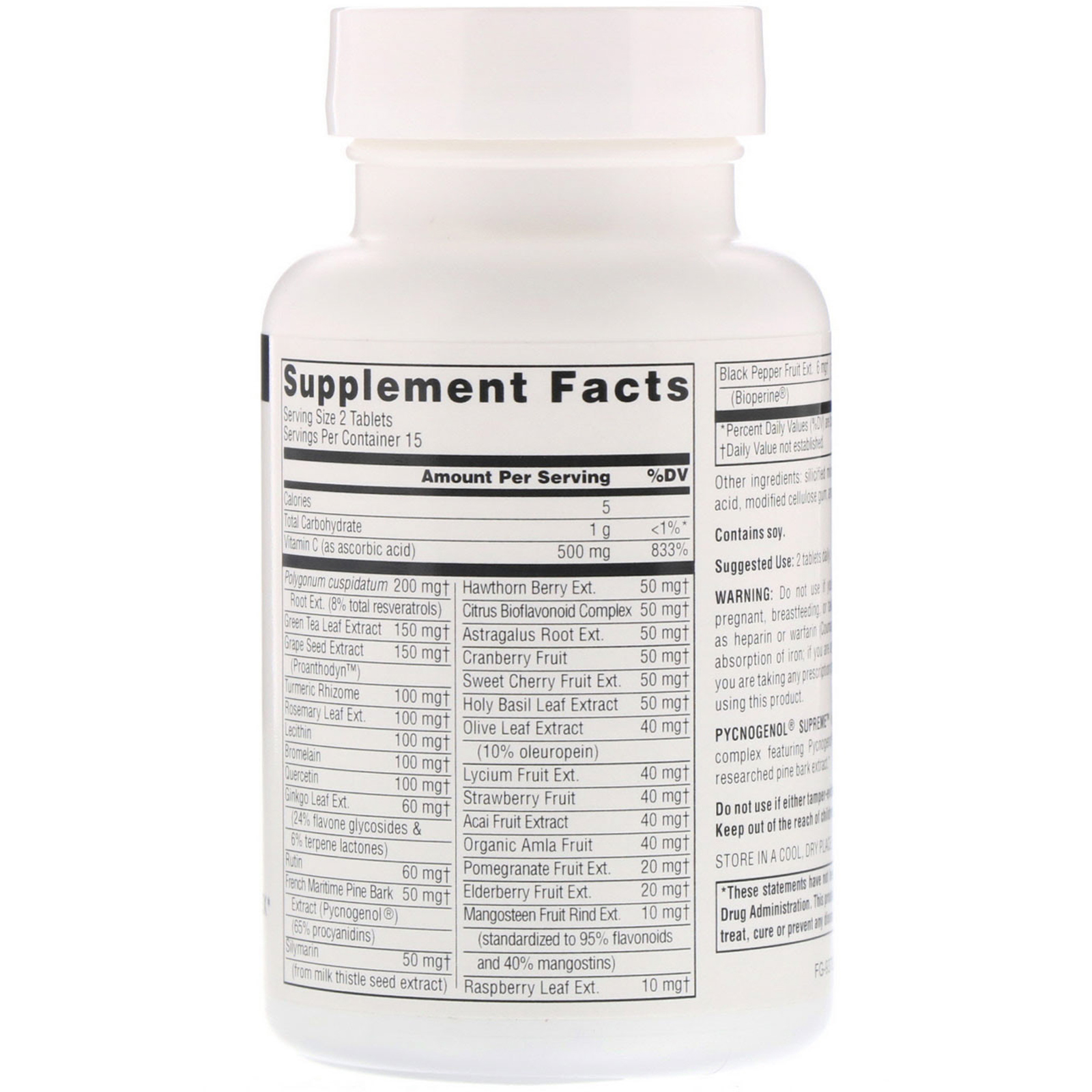 Source Naturals, Picnogenol Supreme, 30 Comprimidos - Imagem 2