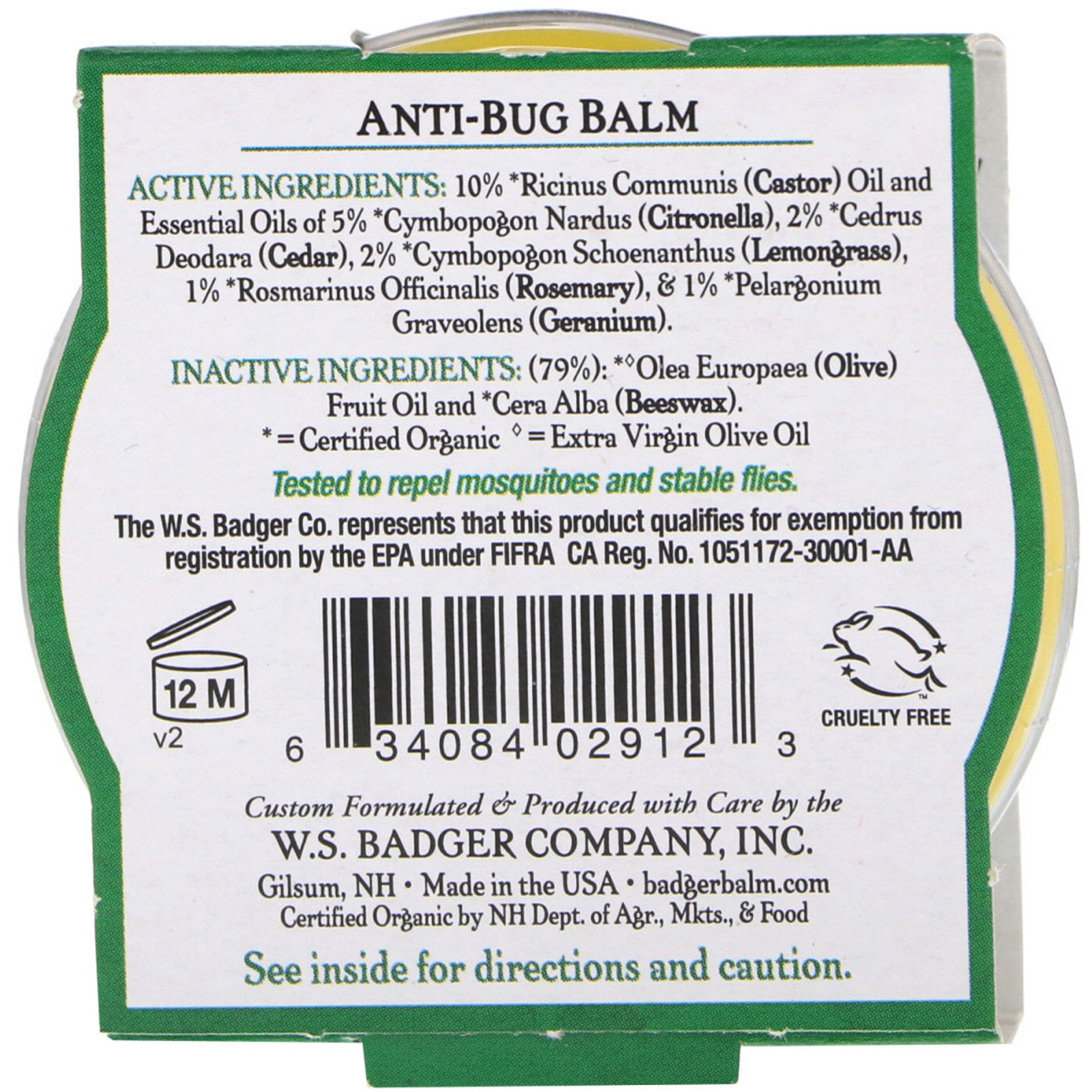 Badger Company, Bálsamo Contra Insetos, Citronela e Alecrim, 21 g (0,75 oz) - Imagem 2