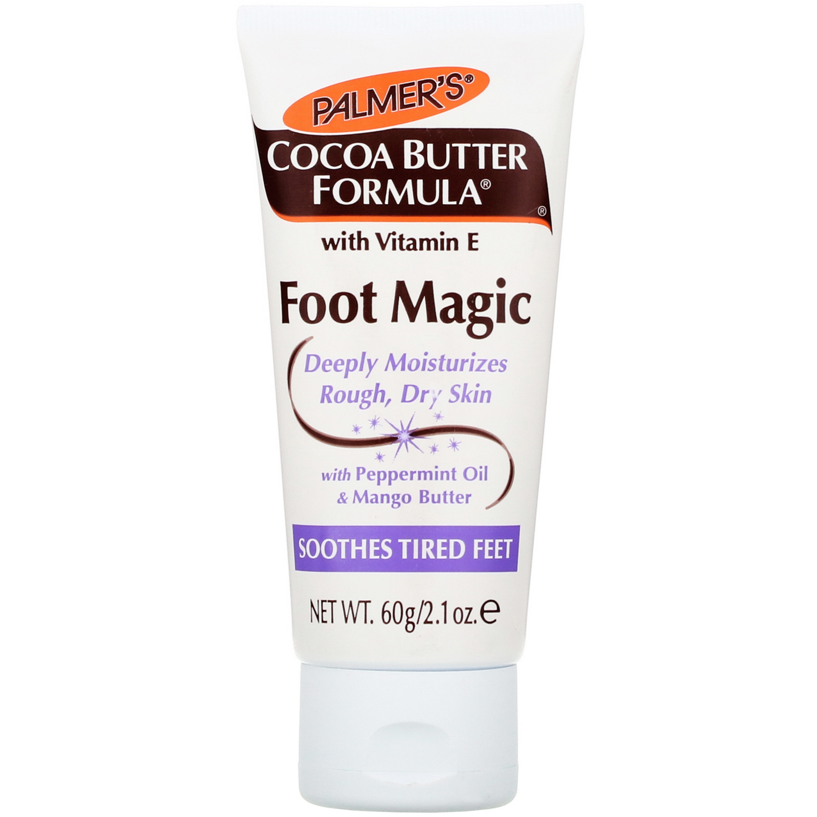 Palmer's, Fórmula de manteiga de cacau, mágica para os pés, com óleo de hortelã-pimenta e manteiga de manga, 2,1 oz. (60 g)