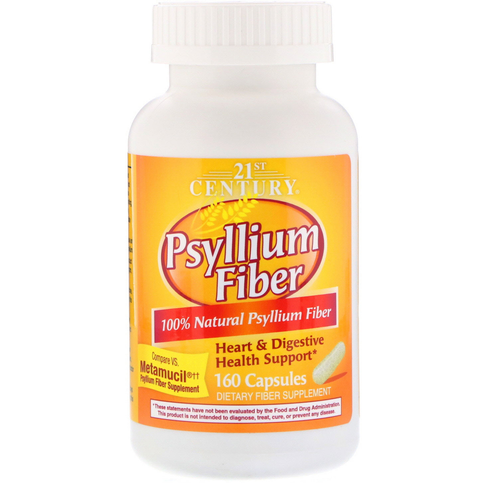 21st Century, Fibras de Psyllium, 160 Cápsulas