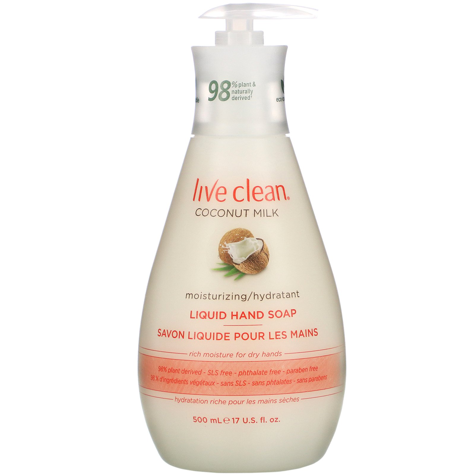 Live Clean, Sabonete Líquido Hidratante para as Mãos, Leite de Coco, 500 ml (17 fl oz)