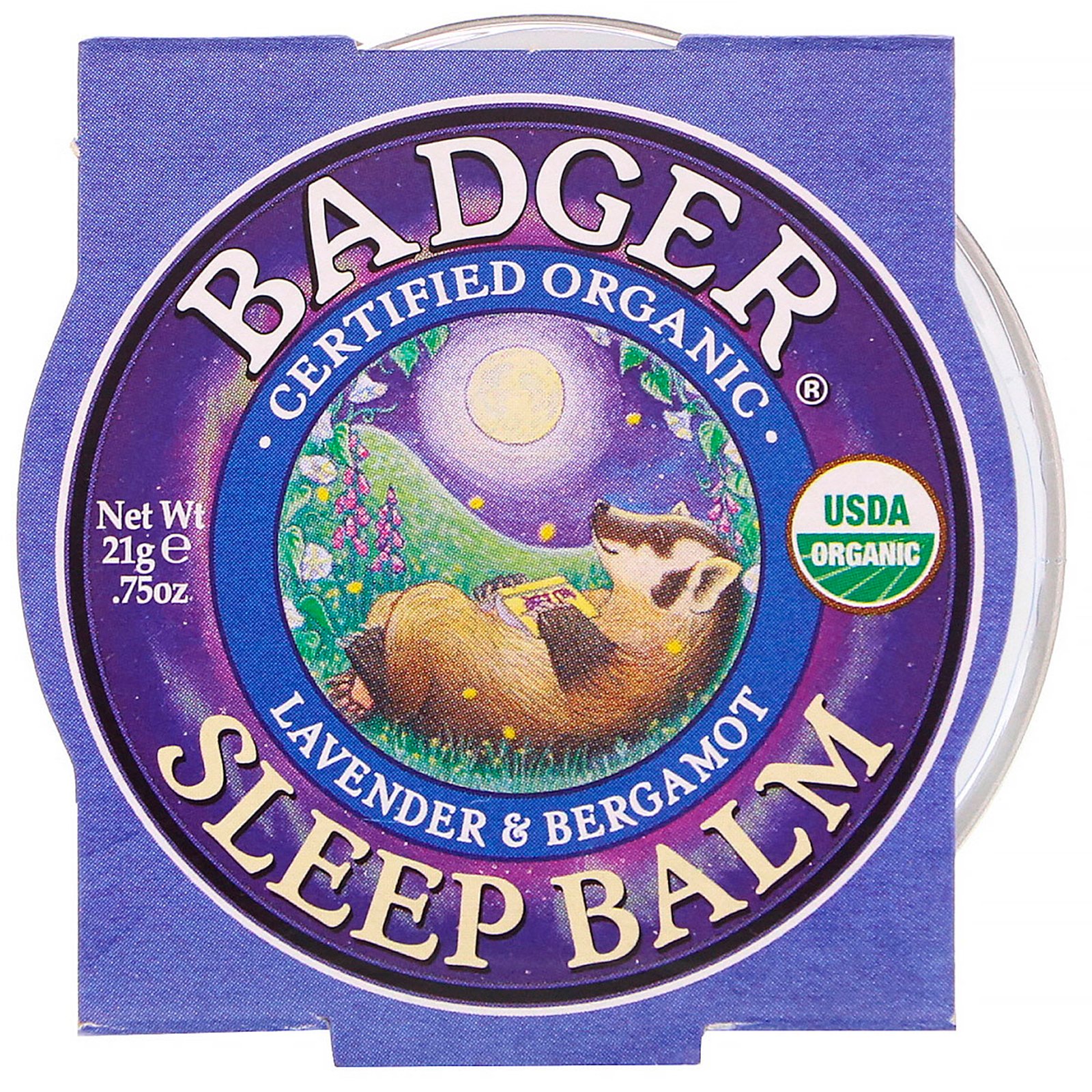 Badger Company, Bálsamo Noturno do Sono, Lavanda e Bergamota, .75 oz(21 g)