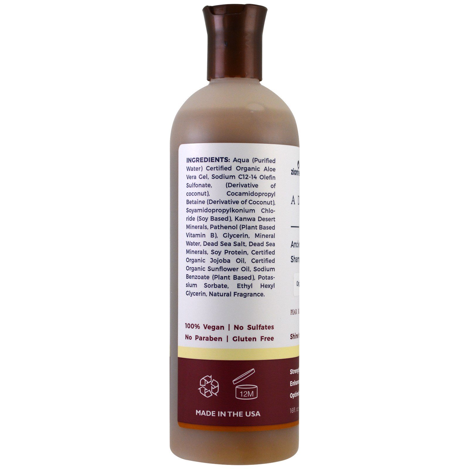 Zion Health, Adama, Shampoo de Minerais Anciões, Original, Flor de Pêra, 16 fl oz (473 ml) - Imagem 3