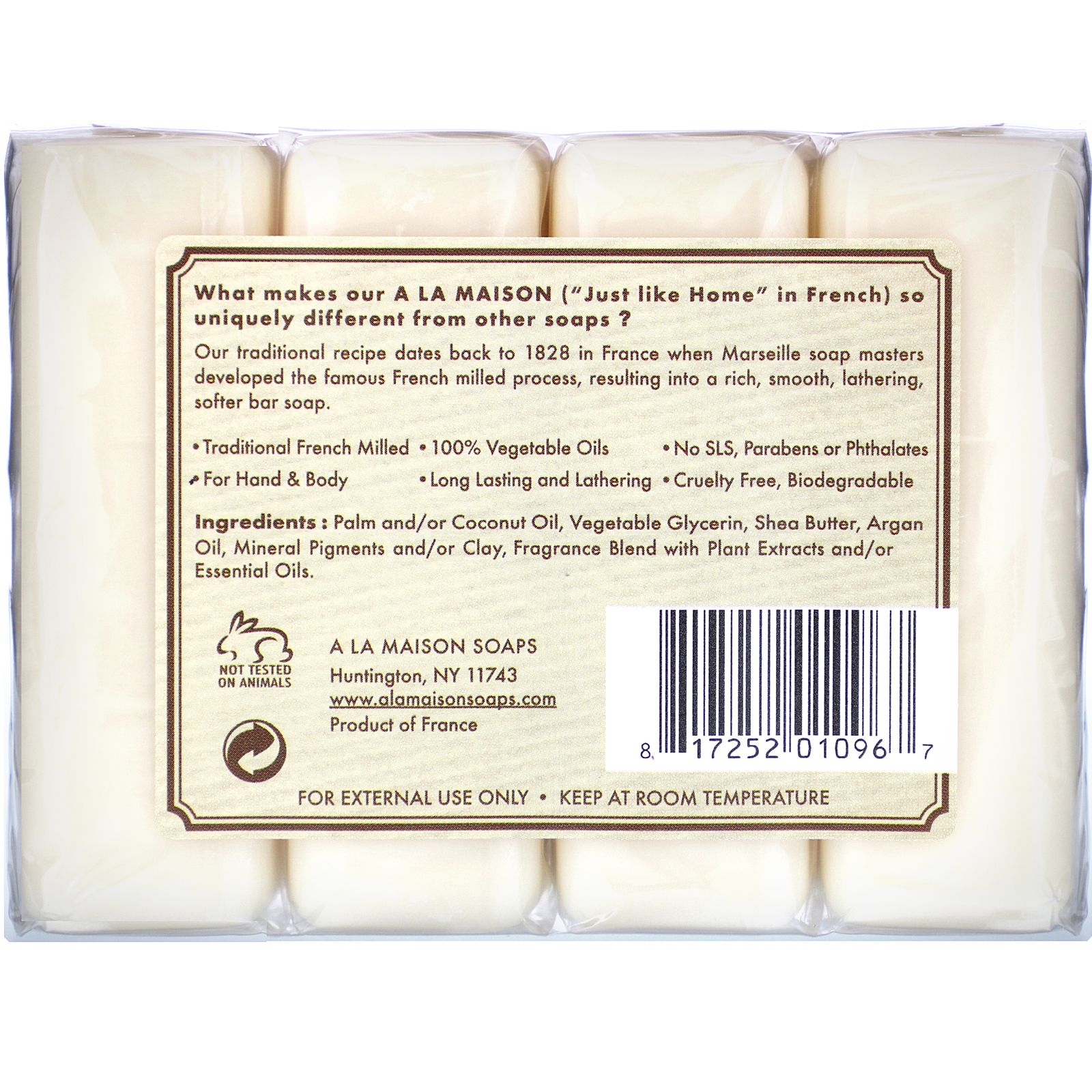 A La Maison de Provence, Sabonete em Barra para Mãos e Corpo, Amêndoa doce, 4 Barras, 3.5 oz cada - Imagem 3