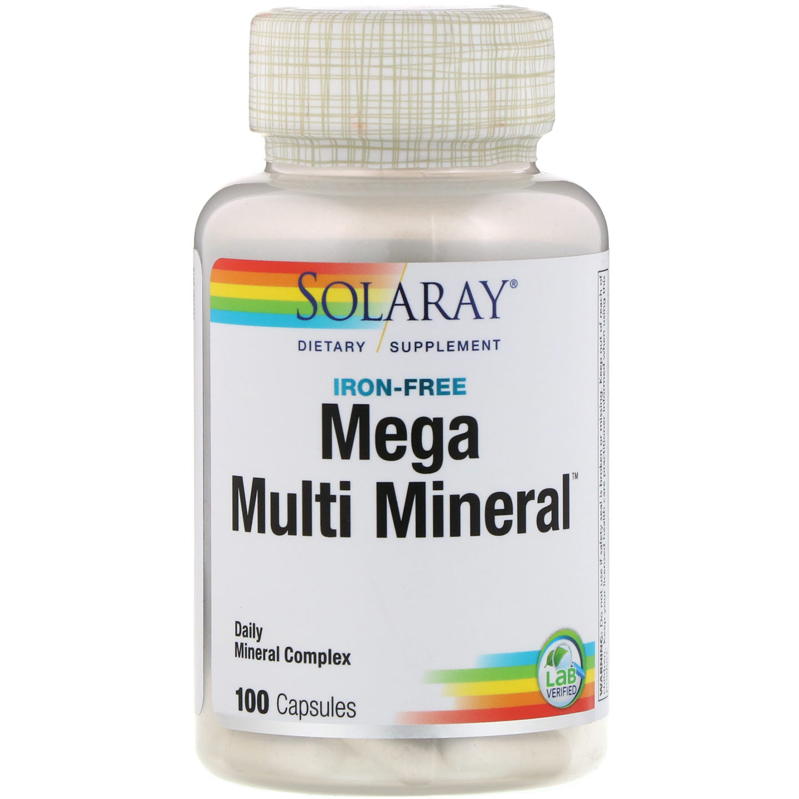 Solaray, Mega Multi Mineral, sem ferro, 100 cápsulas