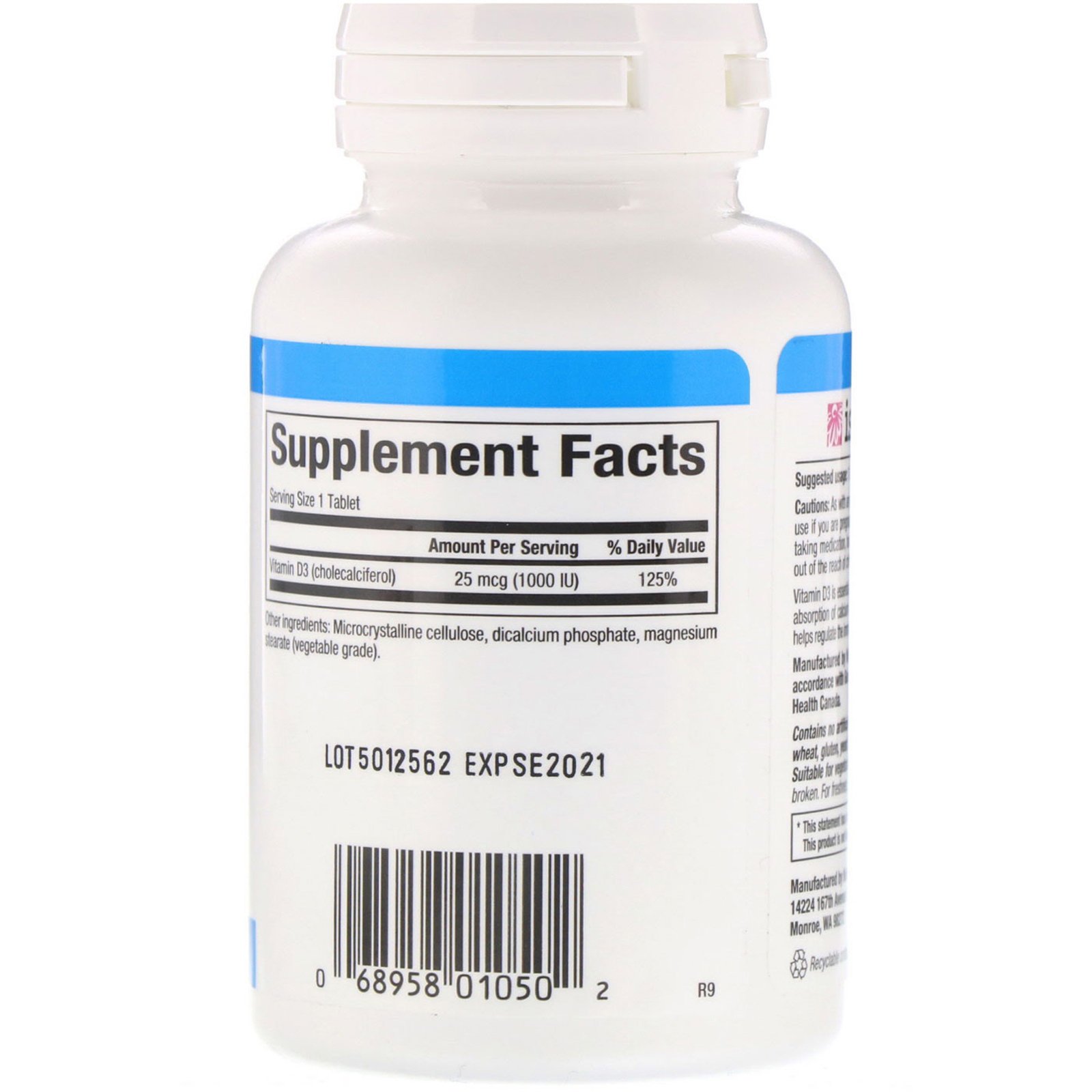 Natural Factors, Vitamin D3, 25 mcg (1,000 IU), 90 Tablets - Imagem 2