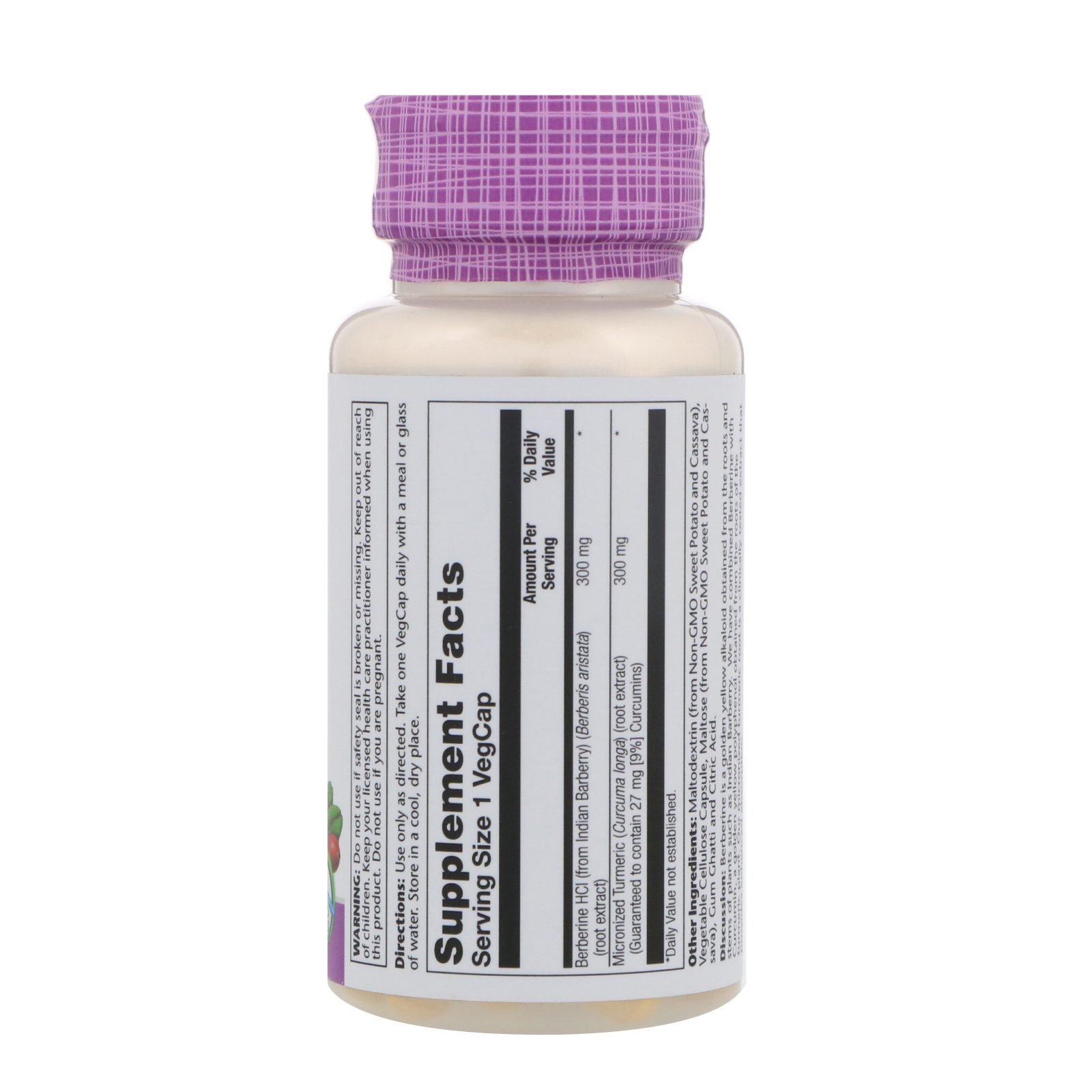 Solaray, Berberine & Curcumin Root Extracts, 60 VegCaps - Imagem 2
