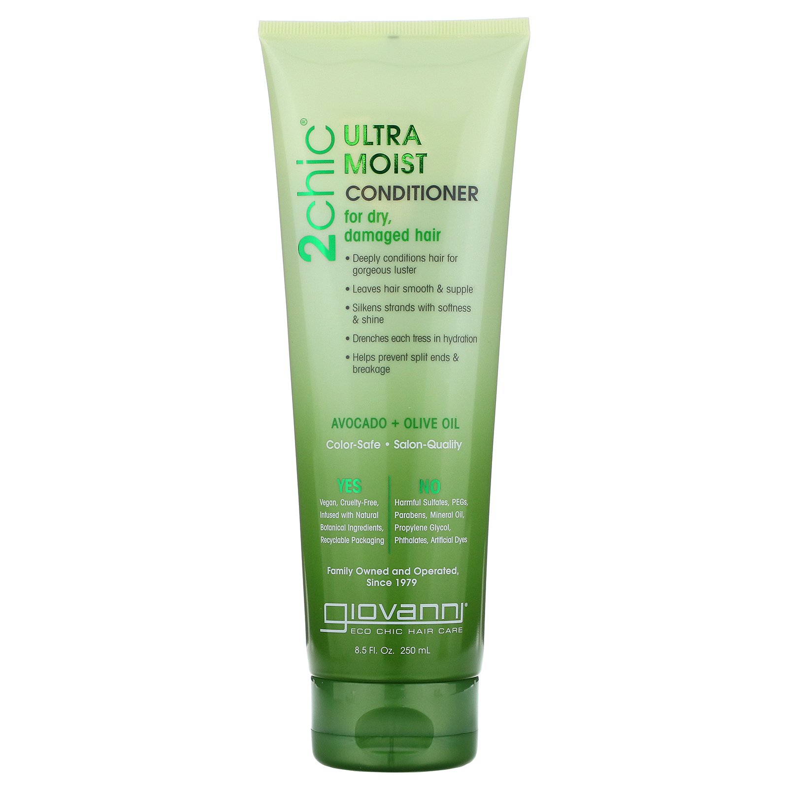 Giovanni, Condicionador Ultra-Hidratante para Cabelos Secos e Danificados, Óleo de Oliva e Abacate, 250 ml (8,5 fl oz)
