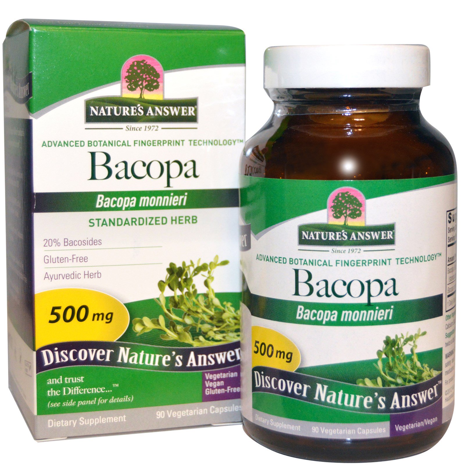 Nature's Answer, Bacopa, 500 mg, 90 Cápsulas Vegetais