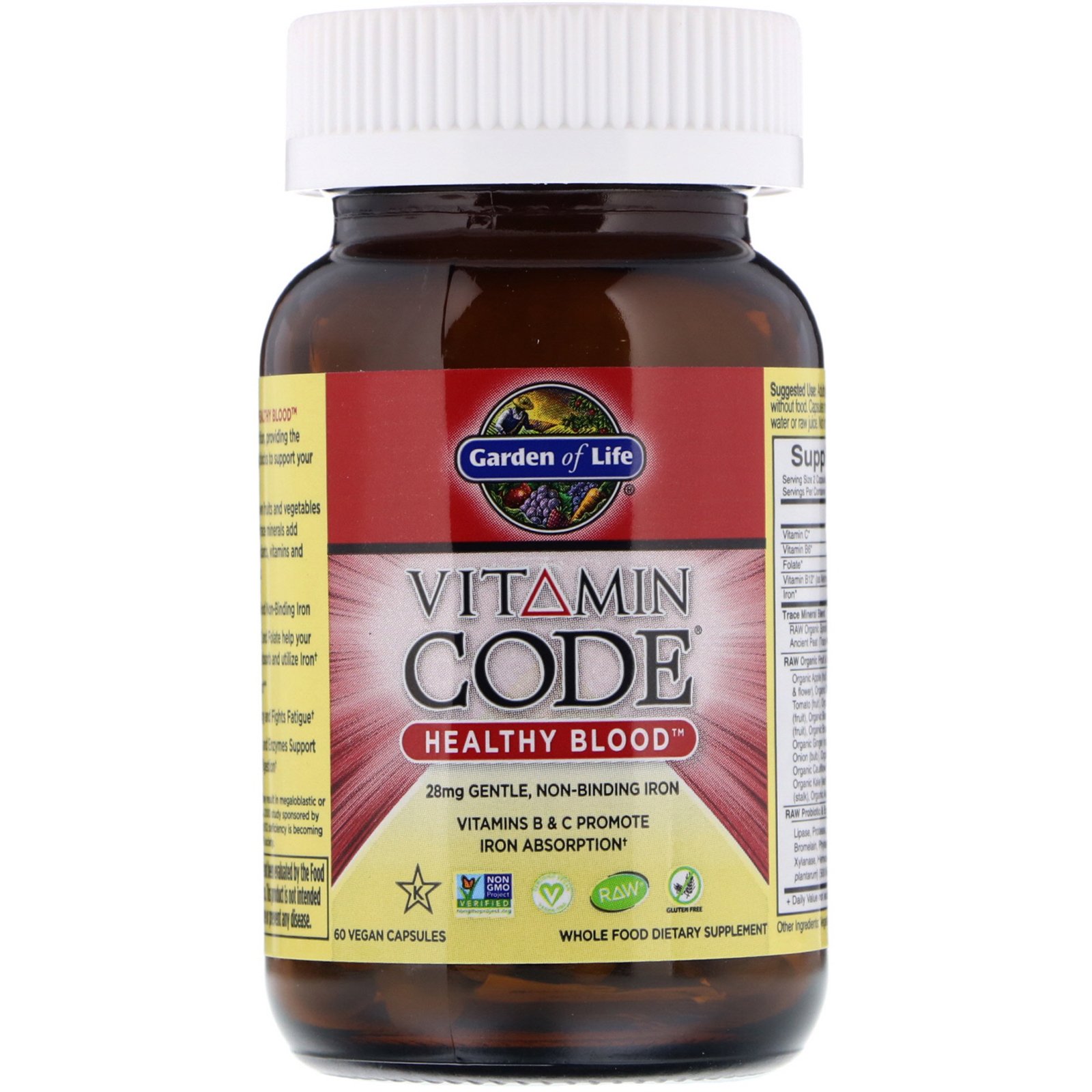 Garden of Life, Vitamin Code, Healthy Blood, 60 Cápsulas Veganas - Imagem 3