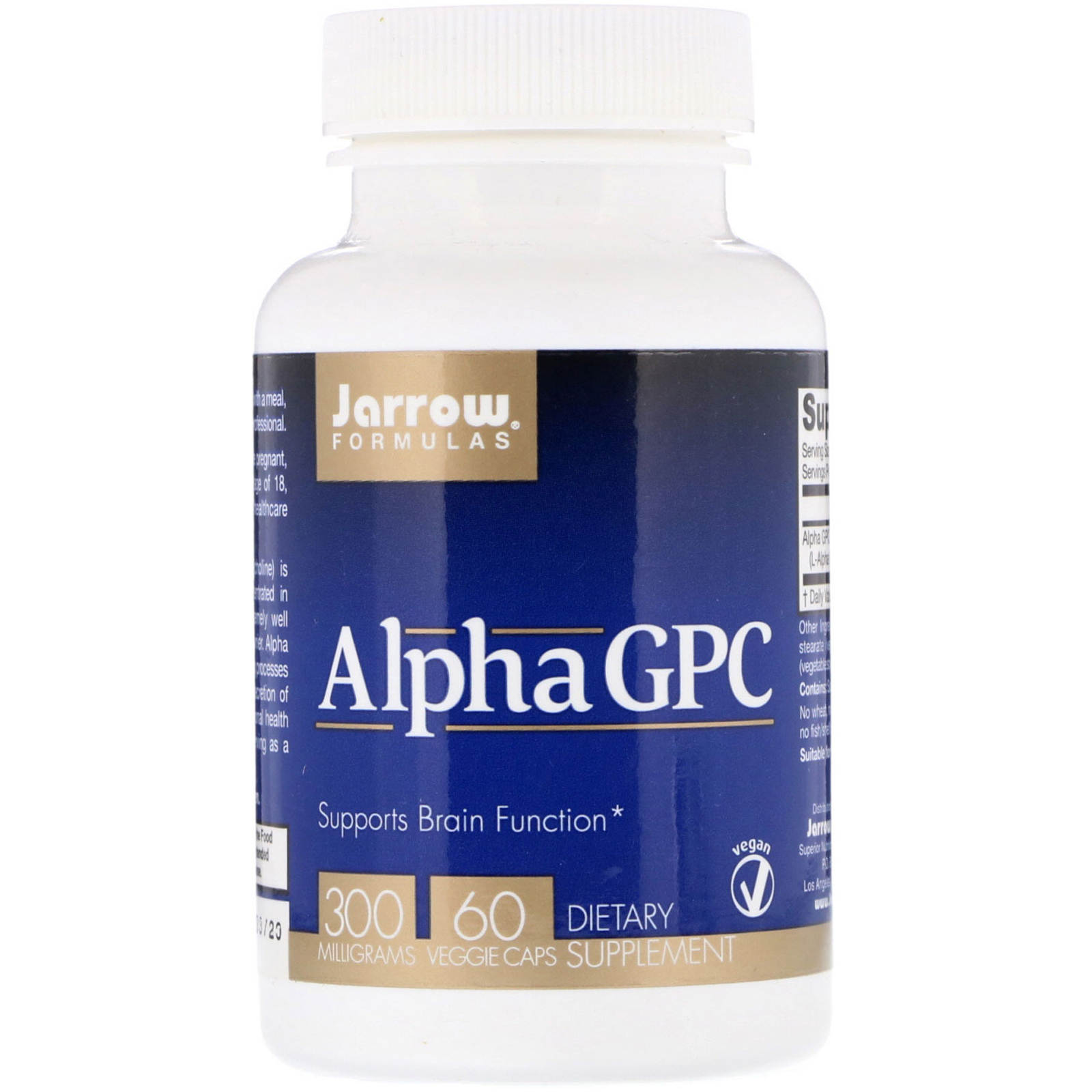 Jarrow Formulas, Alpha GPC, 300 mg, 60 Cápsulas Vegetais