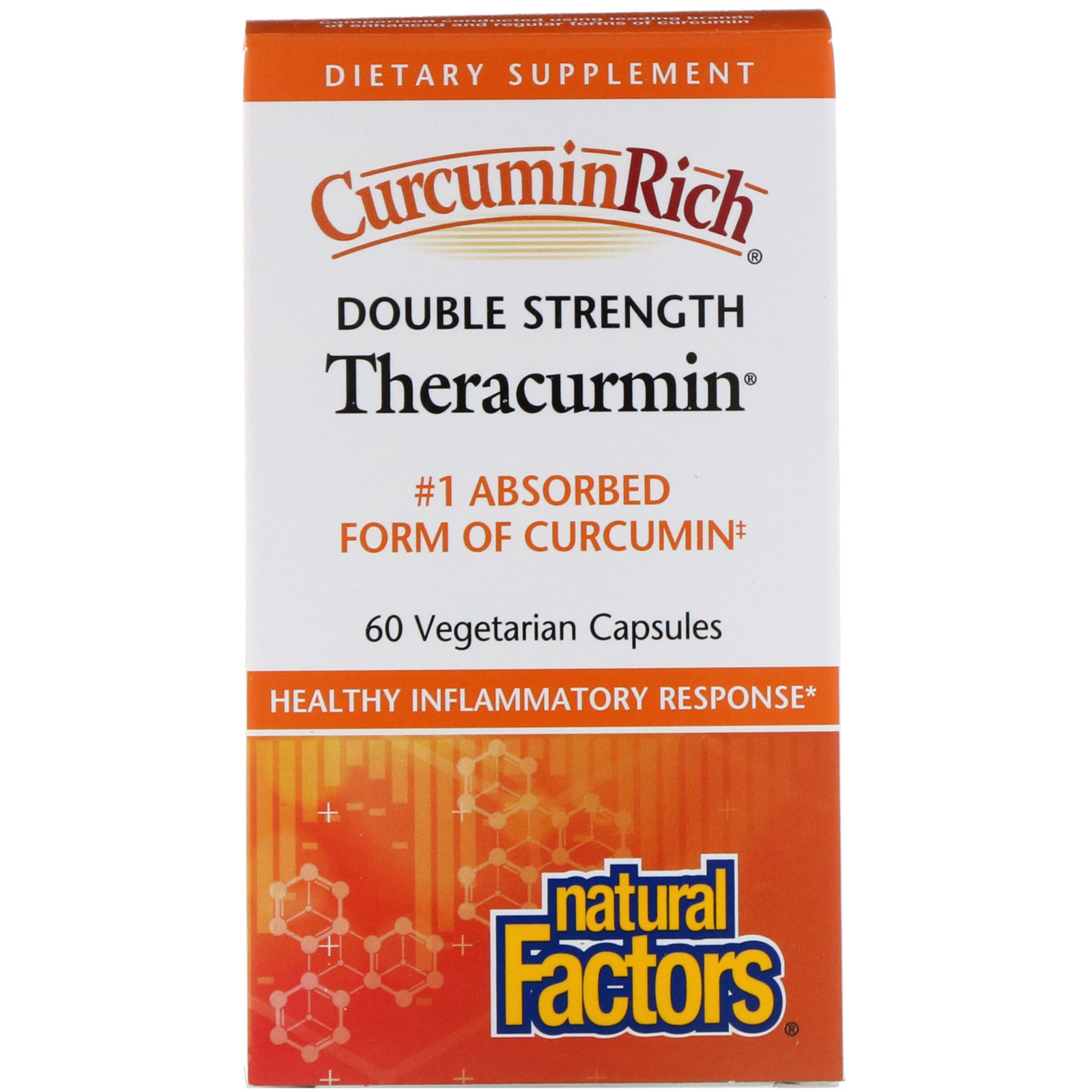 Natural Factors, CurcuminRich, Theracurmin de Potência em Dobro, 60 Cápsulas Vegetais