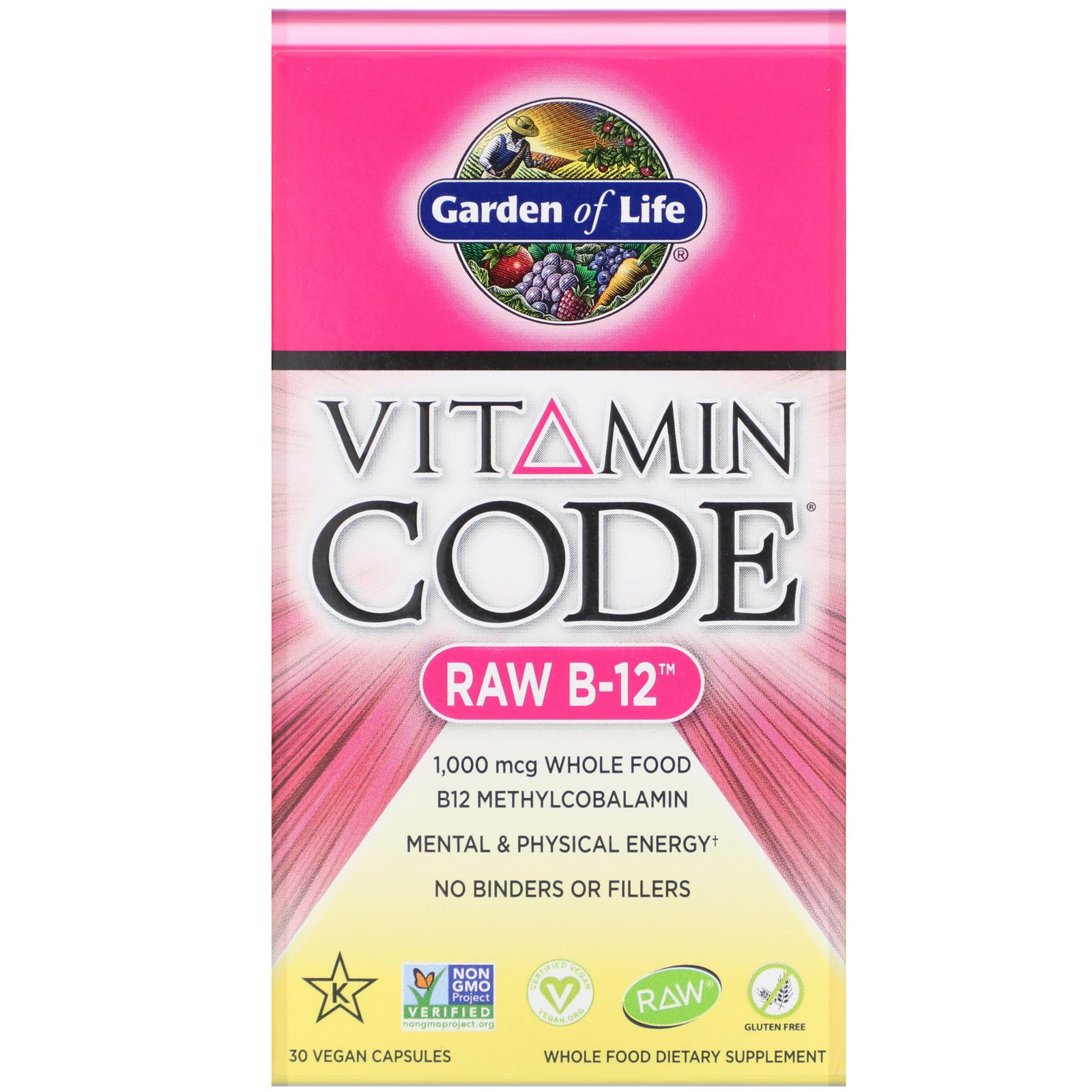 Garden of Life, Vitamin Code, Raw B-12, 30 Cápsulas Veganas
