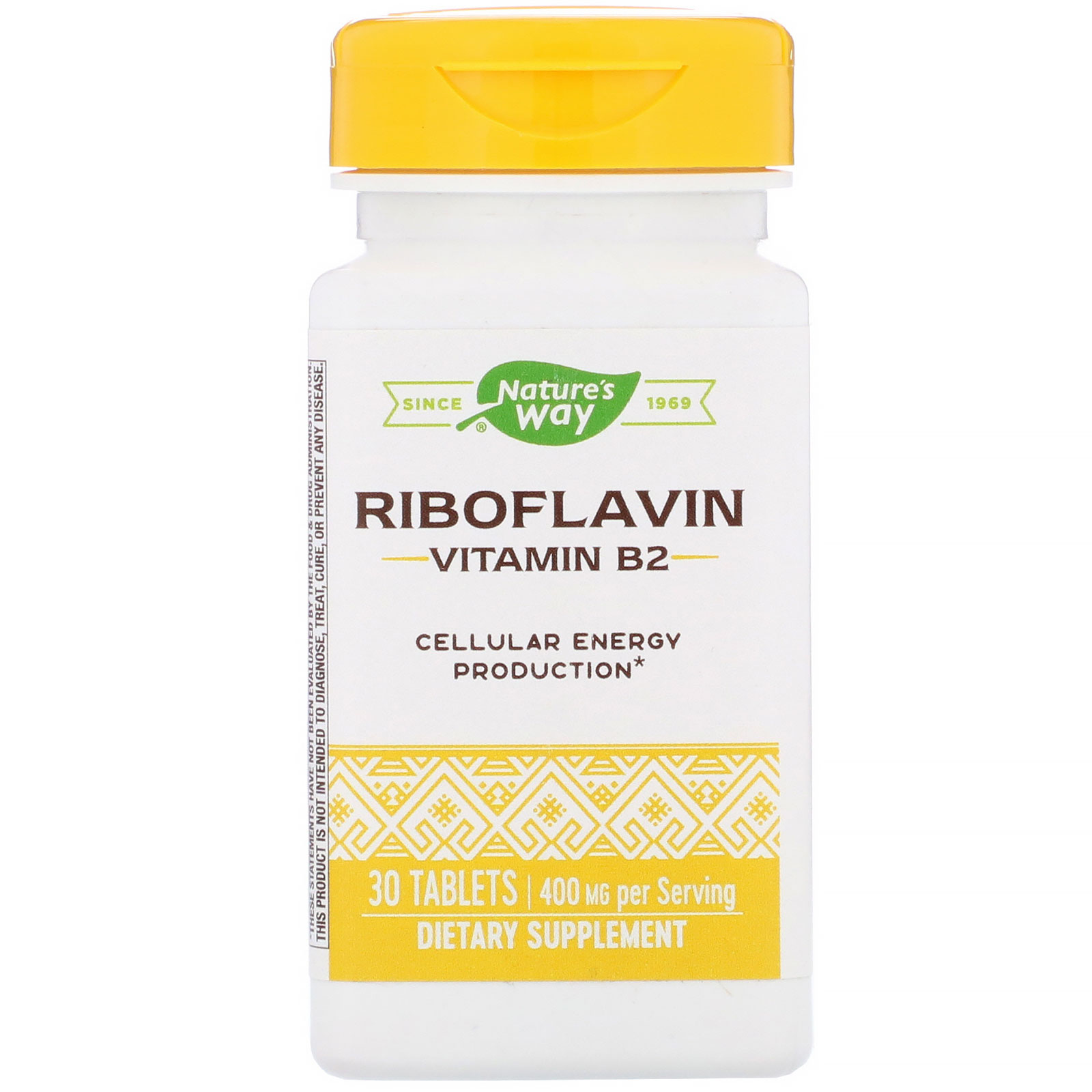 Nature's Way, Riboflavin Vitamin B2, 400 mg, 30 Comprimidos
