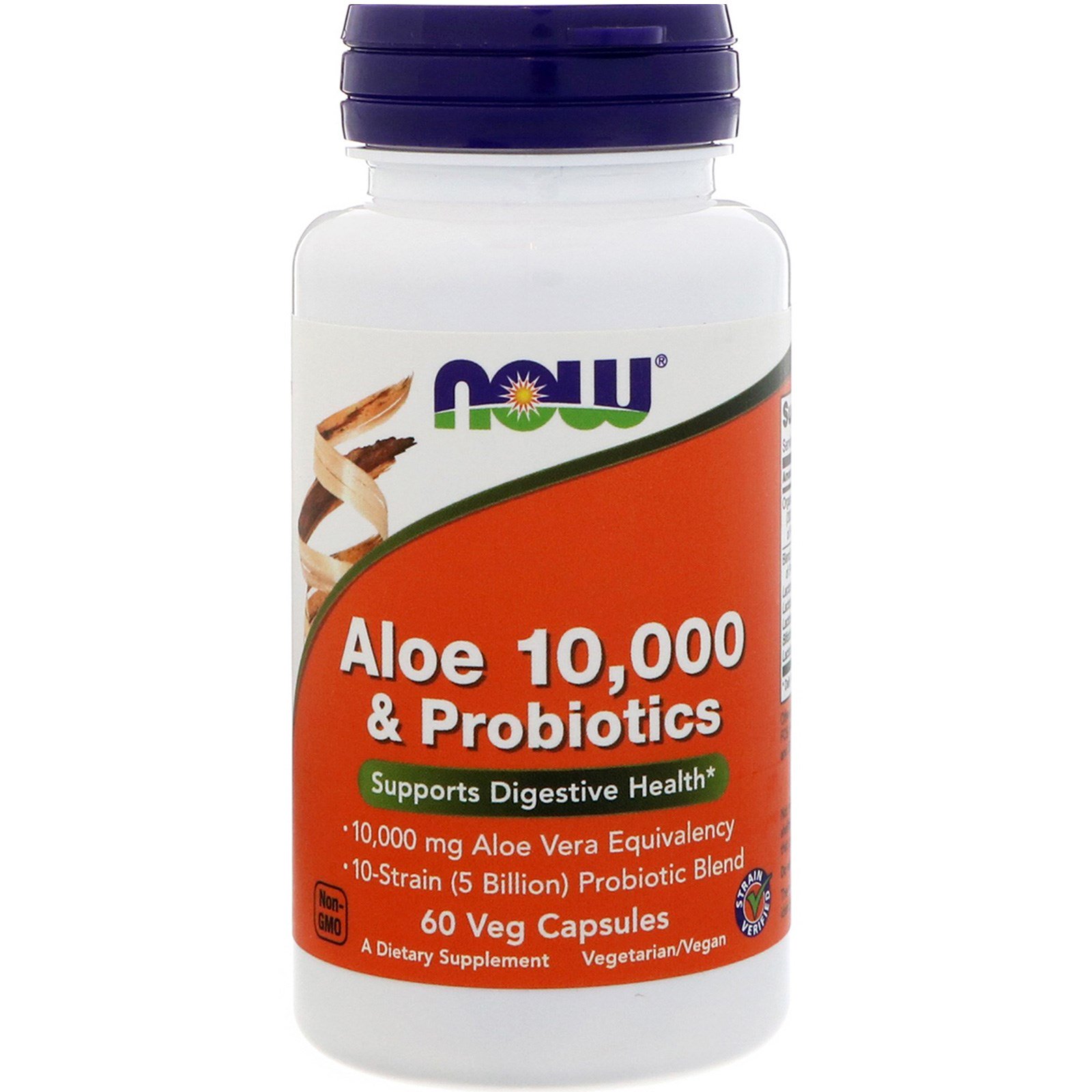 Now Foods, Aloe 10.000 e Probióticos, 60 cápsulas Veg.