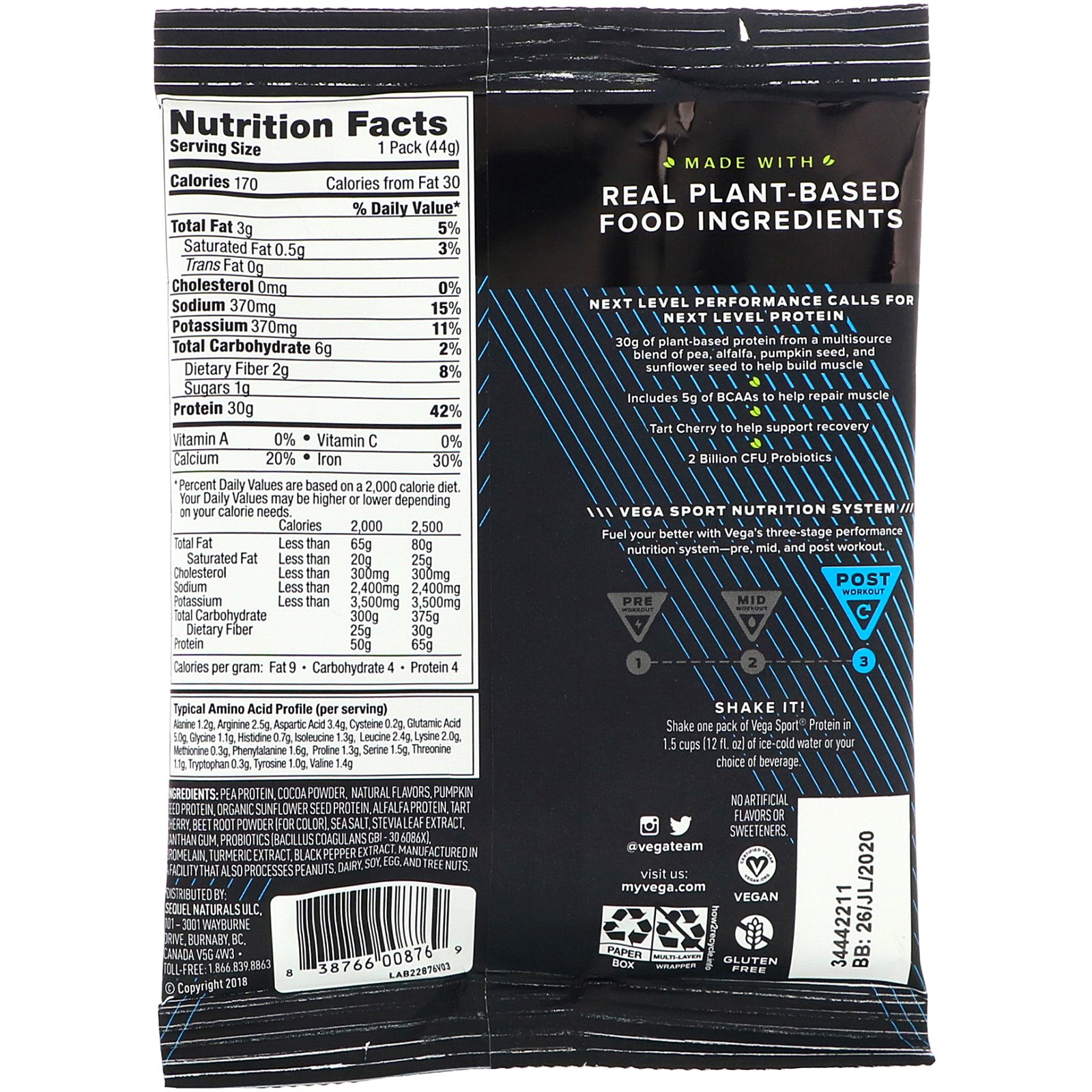Vega, Sport Premium Protein, Chocolate, 1.6 oz (44 g) - Imagem 2