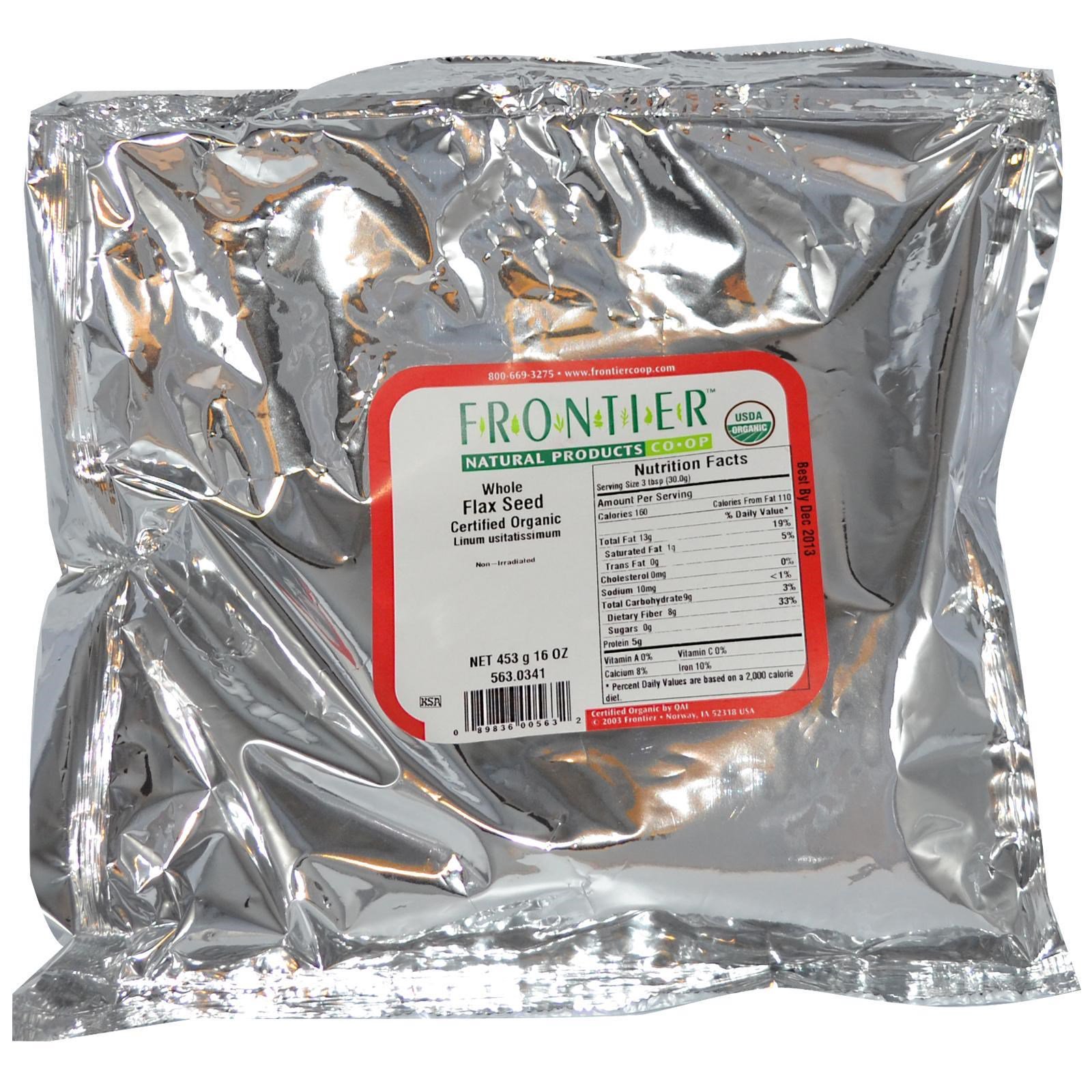 Frontier Natural Products, Sementes de Linhaça Orgânica Inteiras, 16 oz (453 g) - Imagem 2