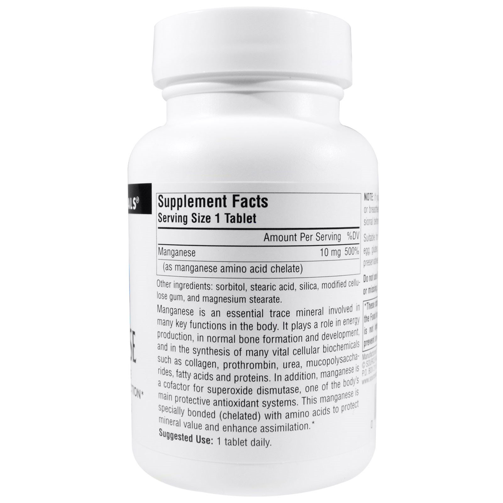 Source Naturals, Manganês, 10 mg, 250 Comprimidos - Imagem 2