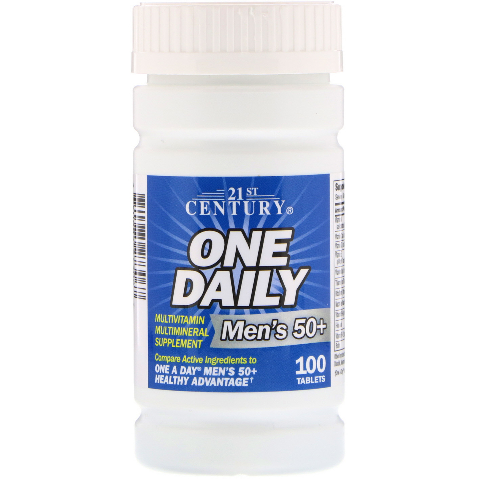 21st Century, Um por Dia, Homens com mais de 50, Multivitamínico Multimineral, 100 comprimidos