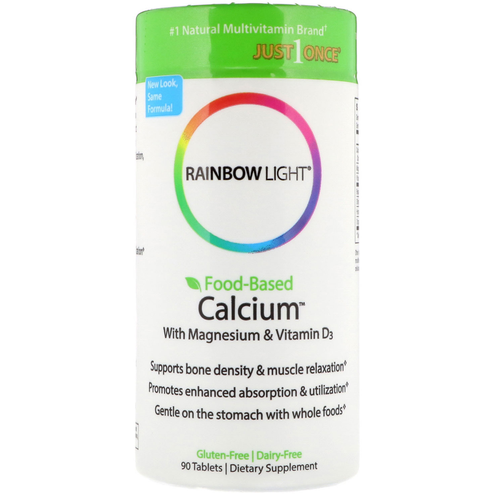 Rainbow Light, Cálcio à Base de Alimentos com Magnésio e Vitamina D3, 90 Comprimidos