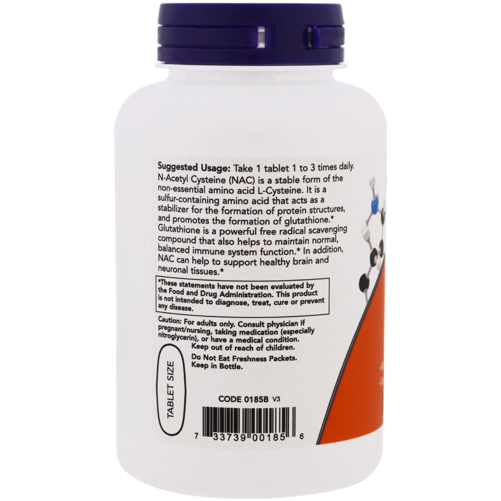 Now Foods, NAC, 1000 mg, 120 Comprimidos - Imagem 3