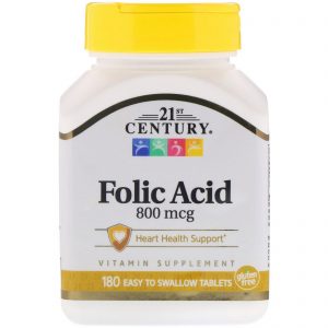 Comprar 21st century, folic acid, 800 mcg, 180 easy to swallow tablets preço no brasil vitamina b vitaminas e minerais suplemento importado loja 183 online promoção -