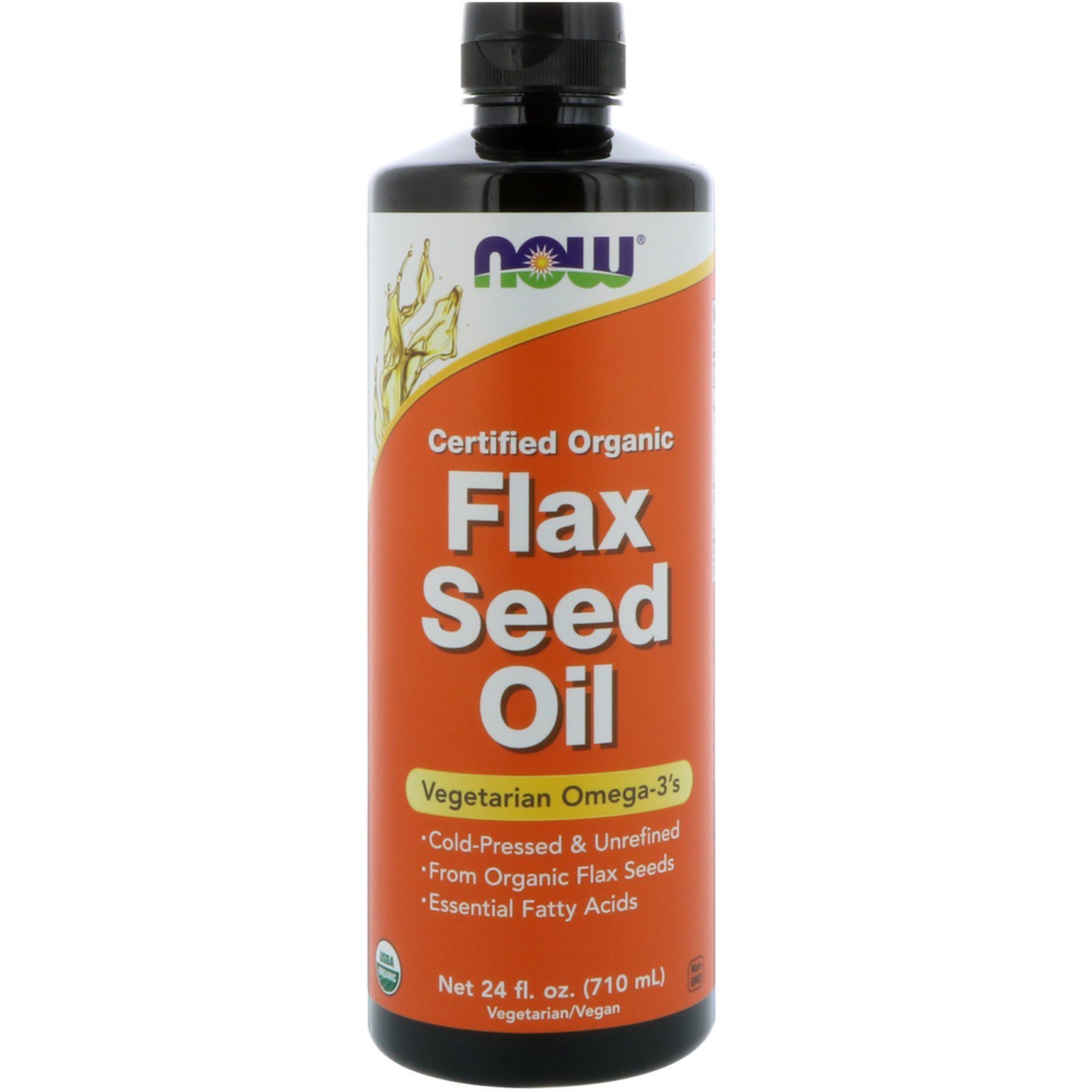 Now Foods, Óleo de semente de linhaça orgânica certificada, 24 fl oz (710 ml)