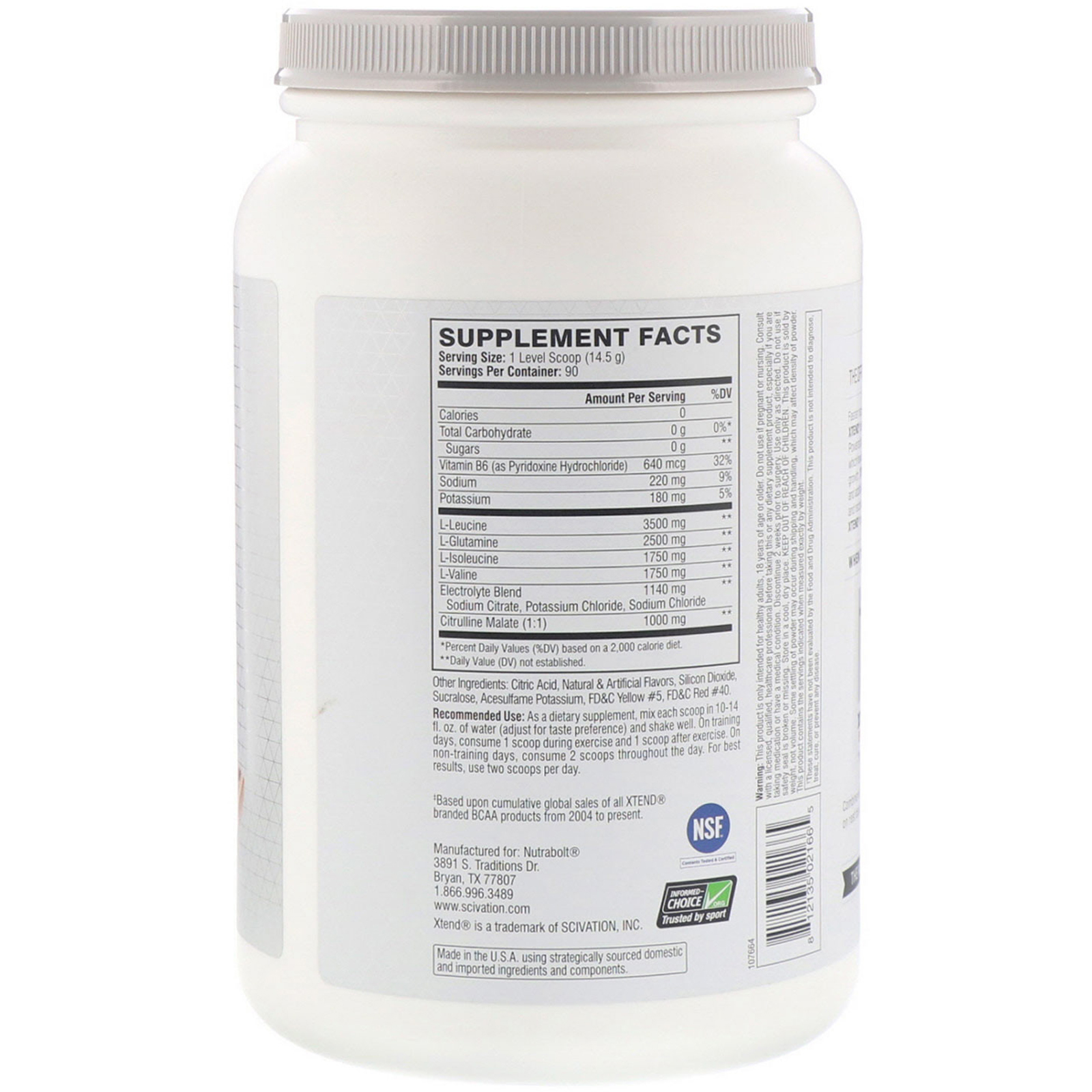 Scivation, Xtend, O Original com 7G de BCAA, Laranja Sanguínea Italiana, 1,31 kg (2,88 lb) - Imagem 2