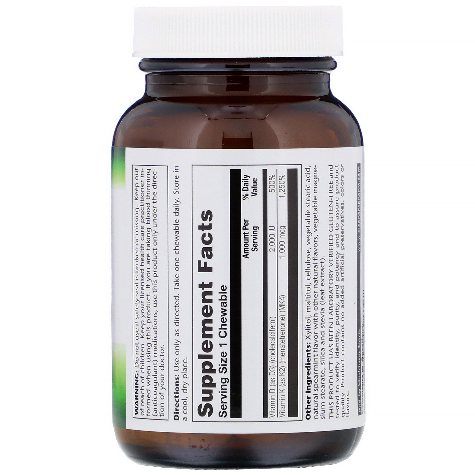 Pioneer Nutritional Formulas, Chewable D3 & K2, Natural Spearmint, 90 Chewables - Imagem 2