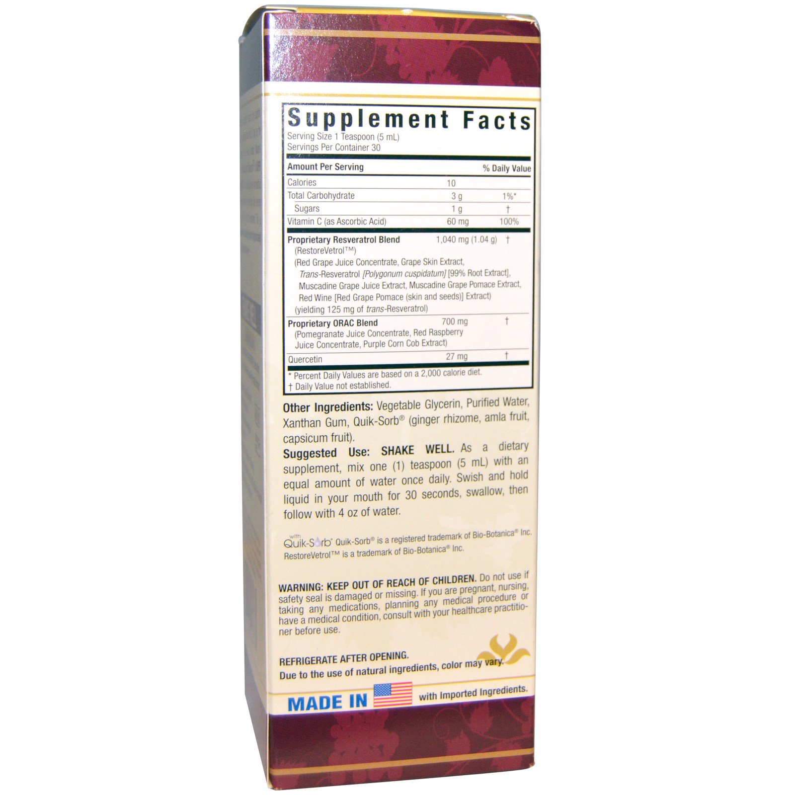 Nature's Answer, Resveratrol Reserve, Cellular Complex, 150 ml (5 fl oz) - Imagem 2