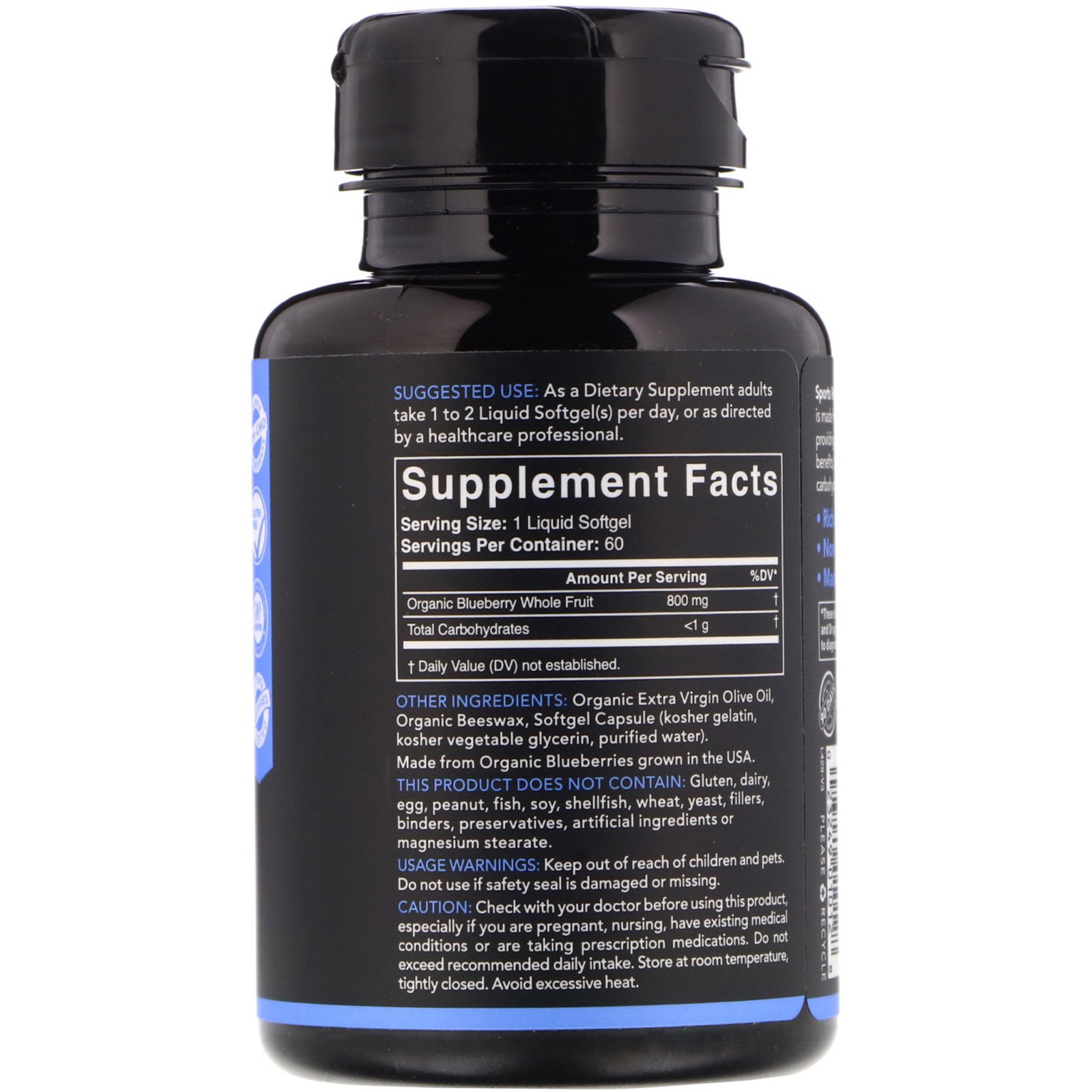 Sports Research, Mirtilo Concentrado, 800 mg, 60 Cápsulas Softgel - Imagem 2