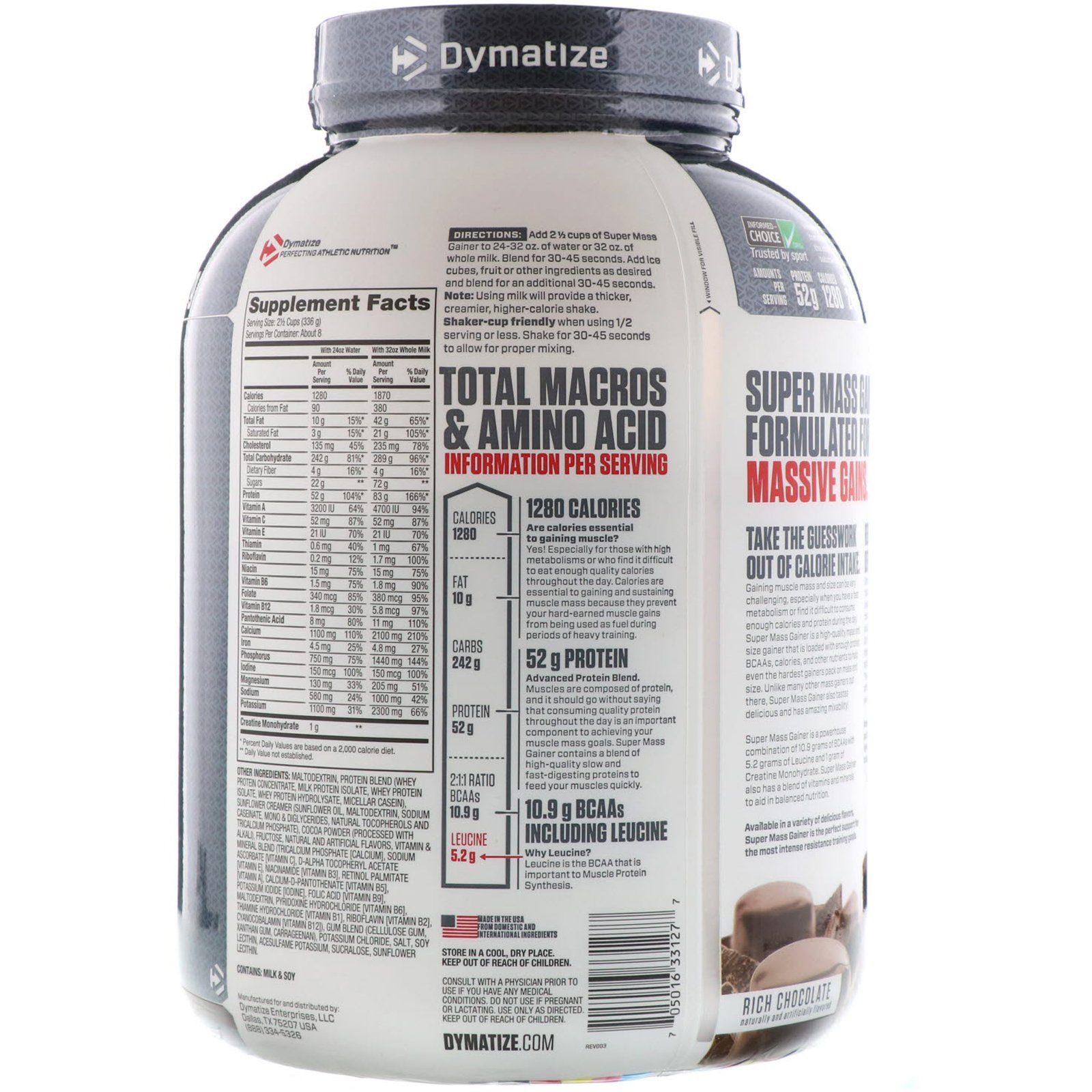 Dymatize Nutrition, Super Mass Gainer, Chocolate Intenso, 2,7 kg - Imagem 2