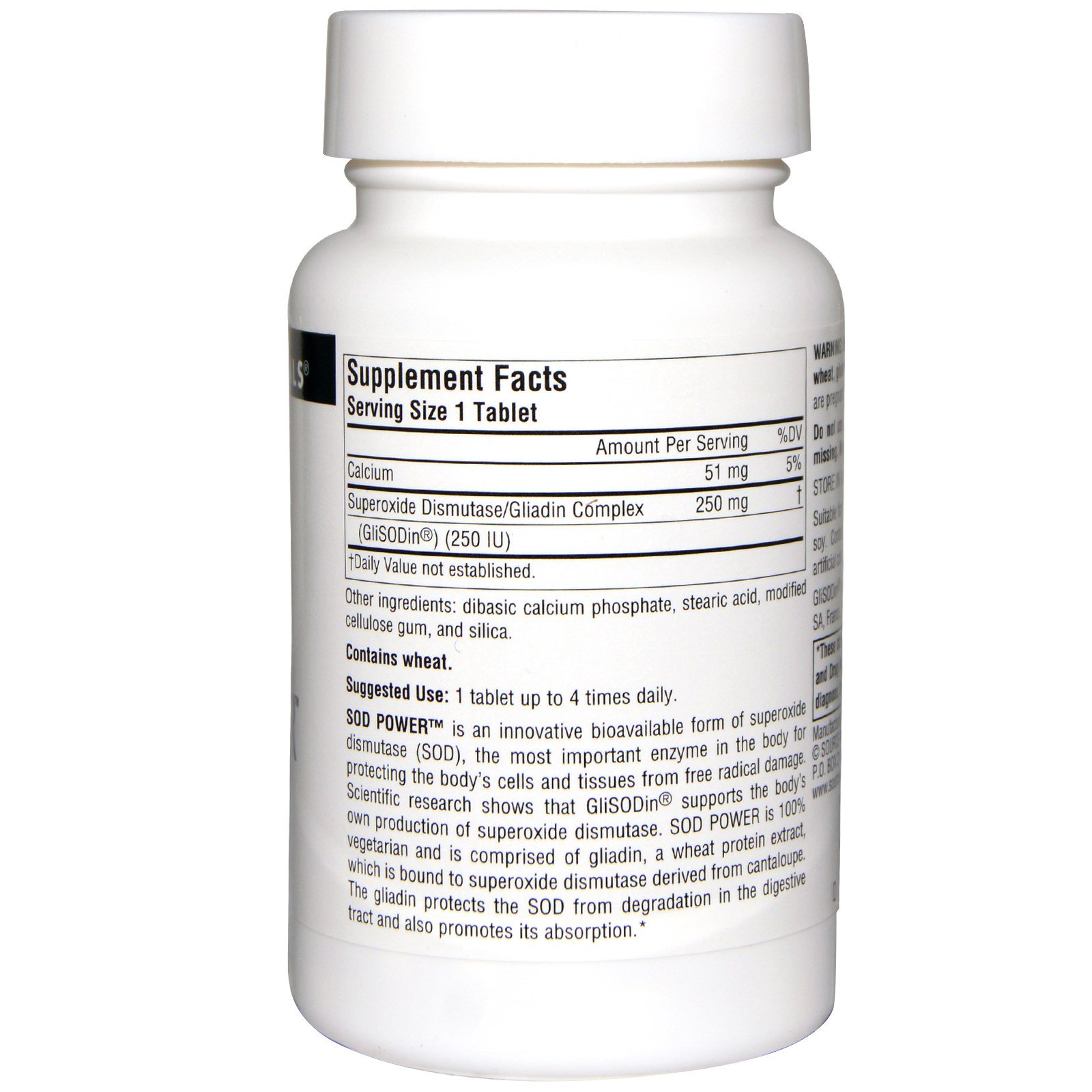 Source Naturals, SOD Power, 250 mg, 60 Comprimidos - Imagem 2