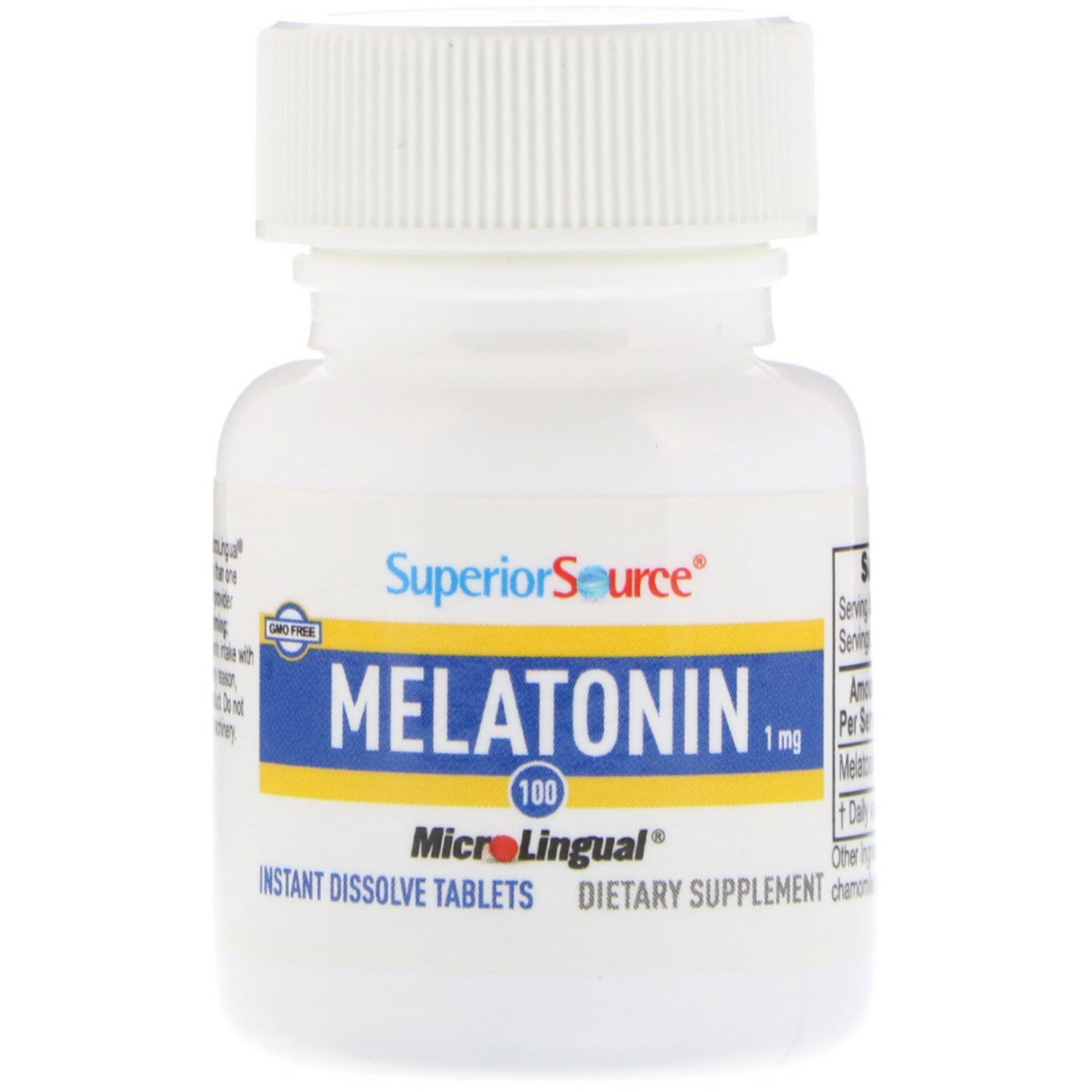 Superior Source, Melatonina, 1 mg, 100 comprimidos MicroLingual instantâneos dissolvível