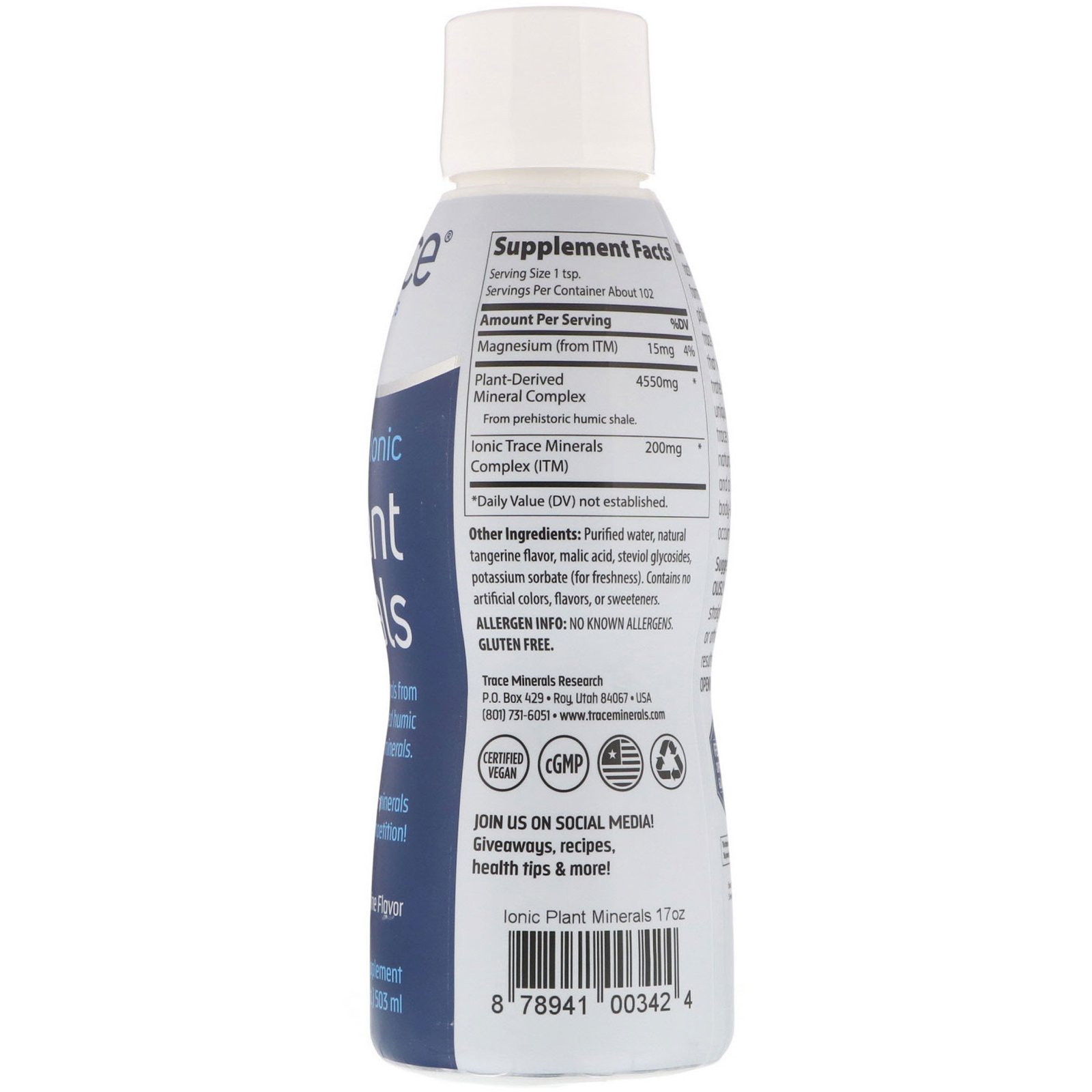 Trace Minerals Research, Ionic Plant Minerals, Natural Tangerine Flavor, 17 fl oz (503 ml) - Imagem 2