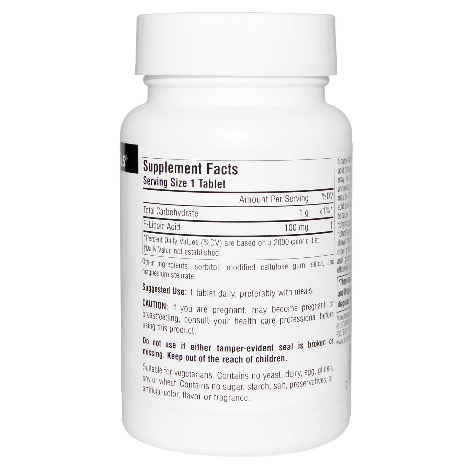 Source Naturals, Ácido R-lipóico, 100 mg, 60 comprimidos - Imagem 2
